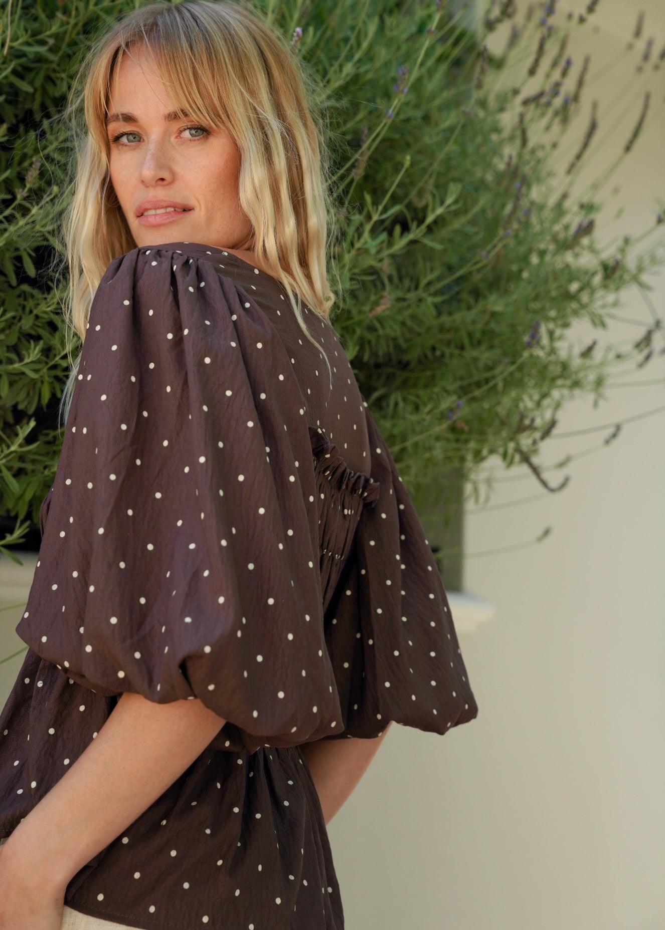 View our Polka Dot Balloon Sleeved Blouse in Chocolate - by Tribute Store