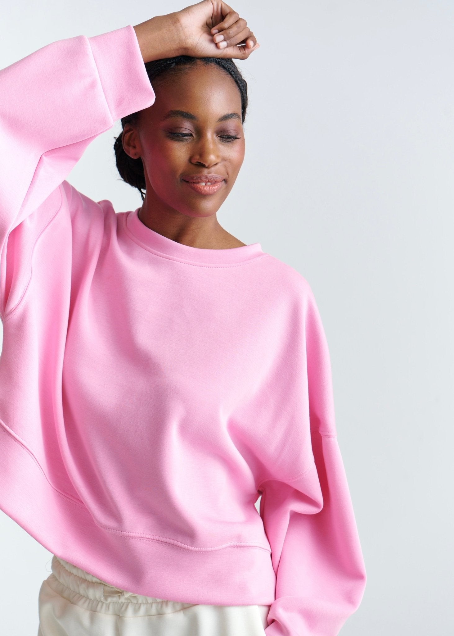 View our Portland Crew Neck Cropped Sweater In Hot Pink - by Tribute Store
