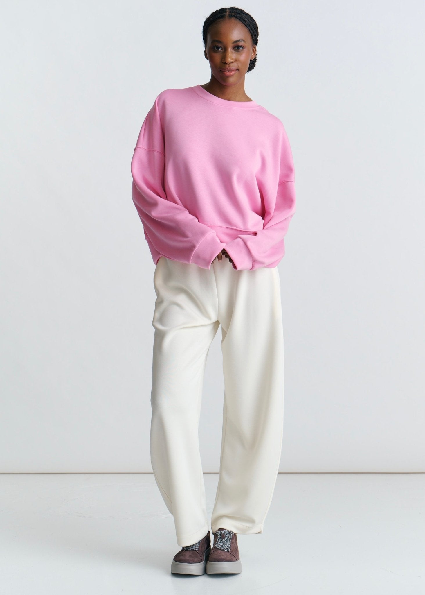 View our Portland Crew Neck Cropped Sweater In Hot Pink - by Tribute Store