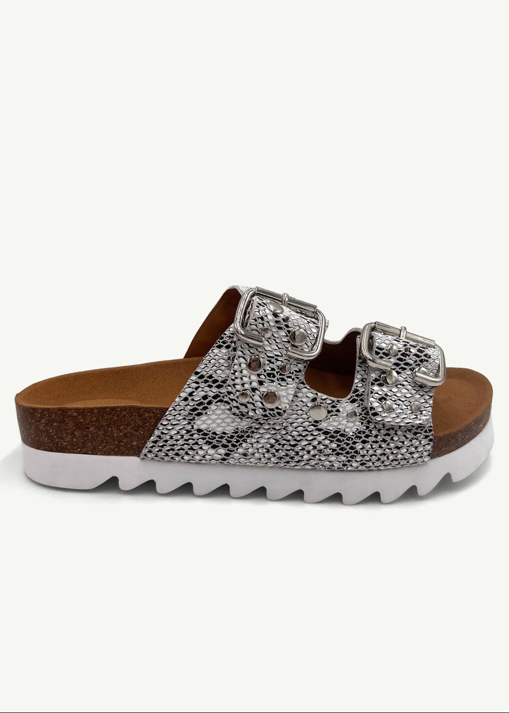 View our PRE ORDER: Hudson Sandal In Silver Snake - by Tribute Store