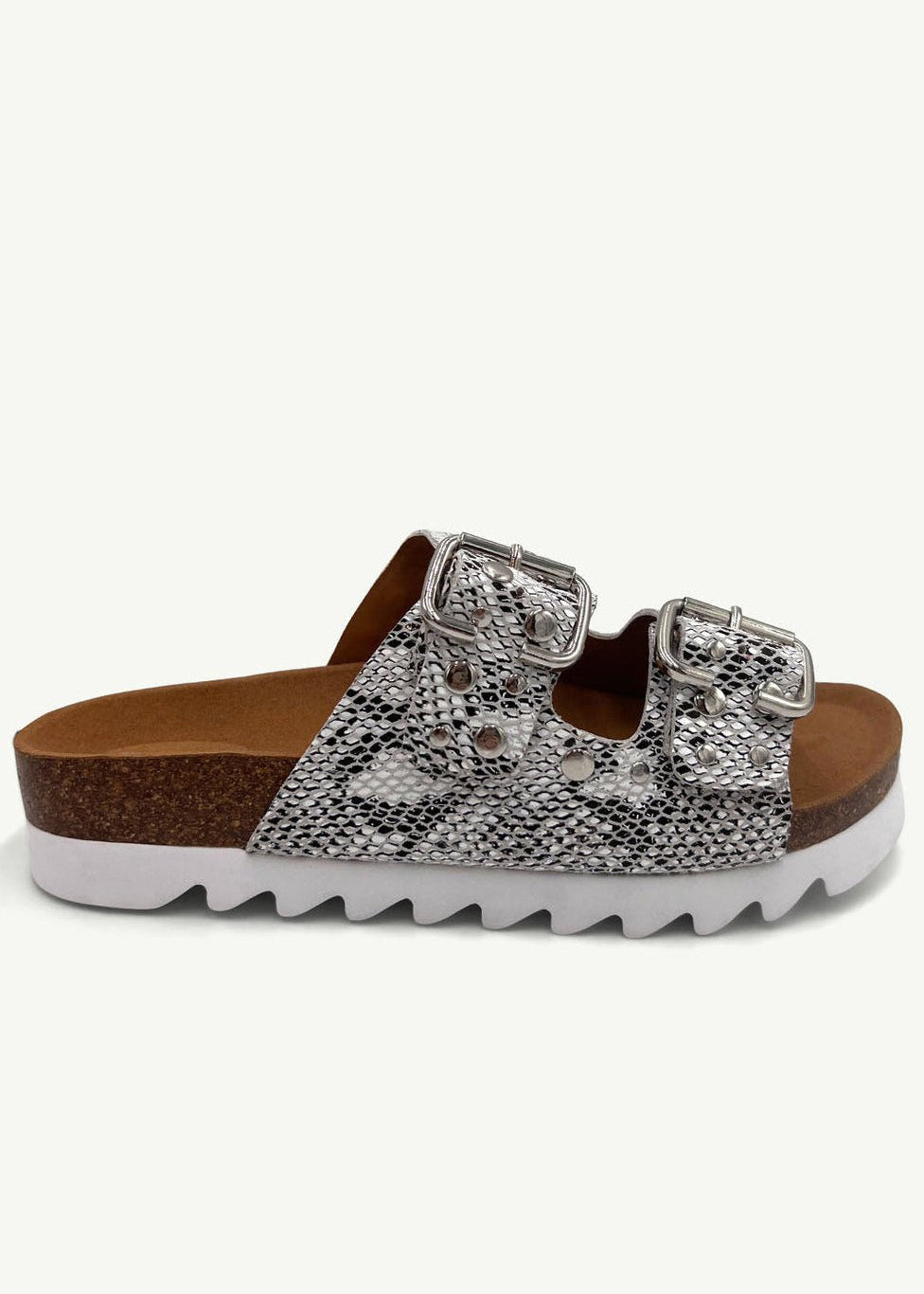 View our PRE ORDER: Hudson Sandal In Silver Snake - by Tribute Store