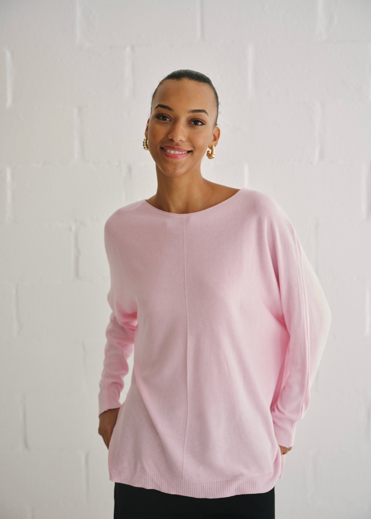 View our Roma Italian Oversized Crew Neck Knit In Blush - by Tribute Store