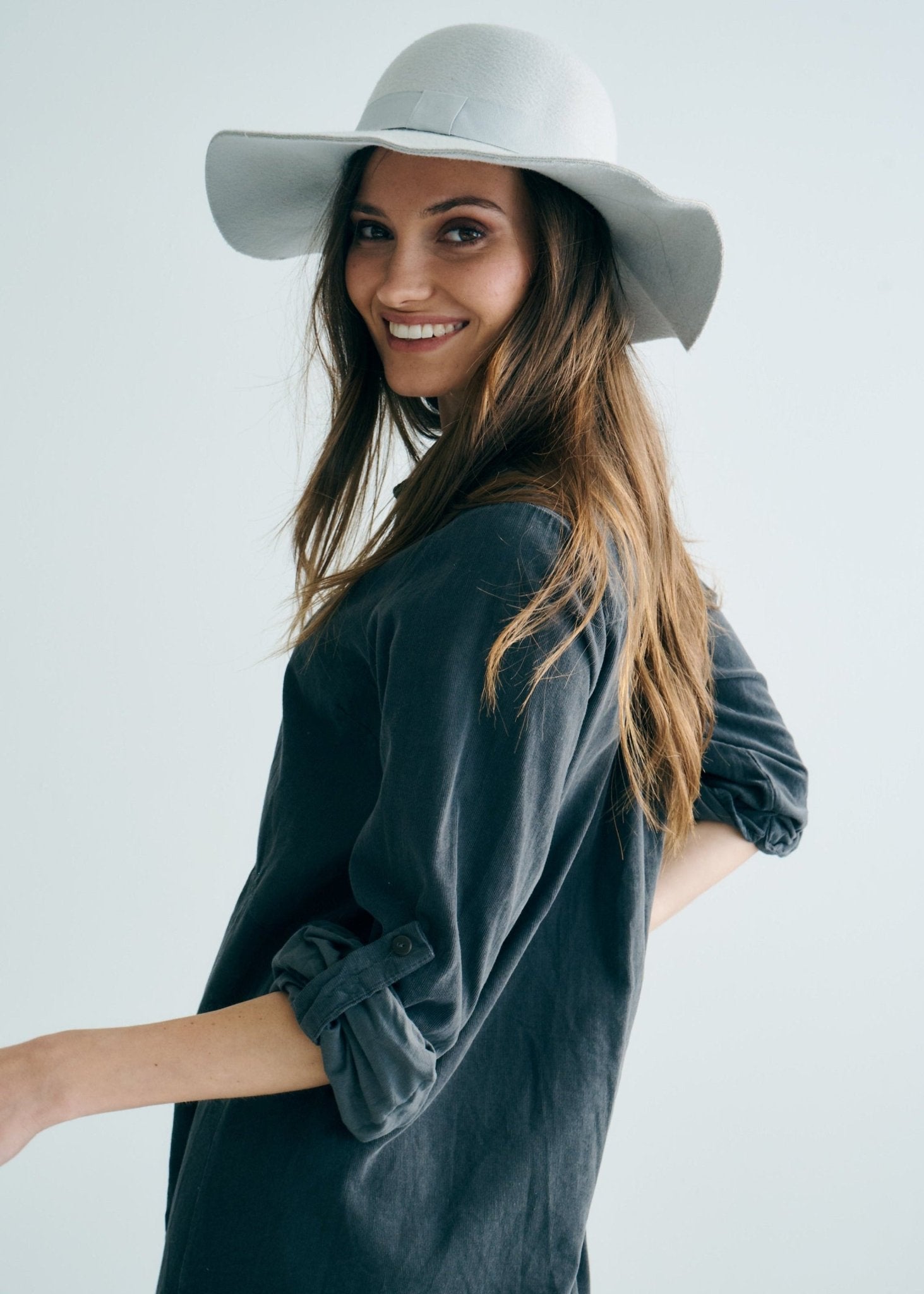 View our Roma Italian Velour Button up Dress in Gunmetal - by Tribute Store