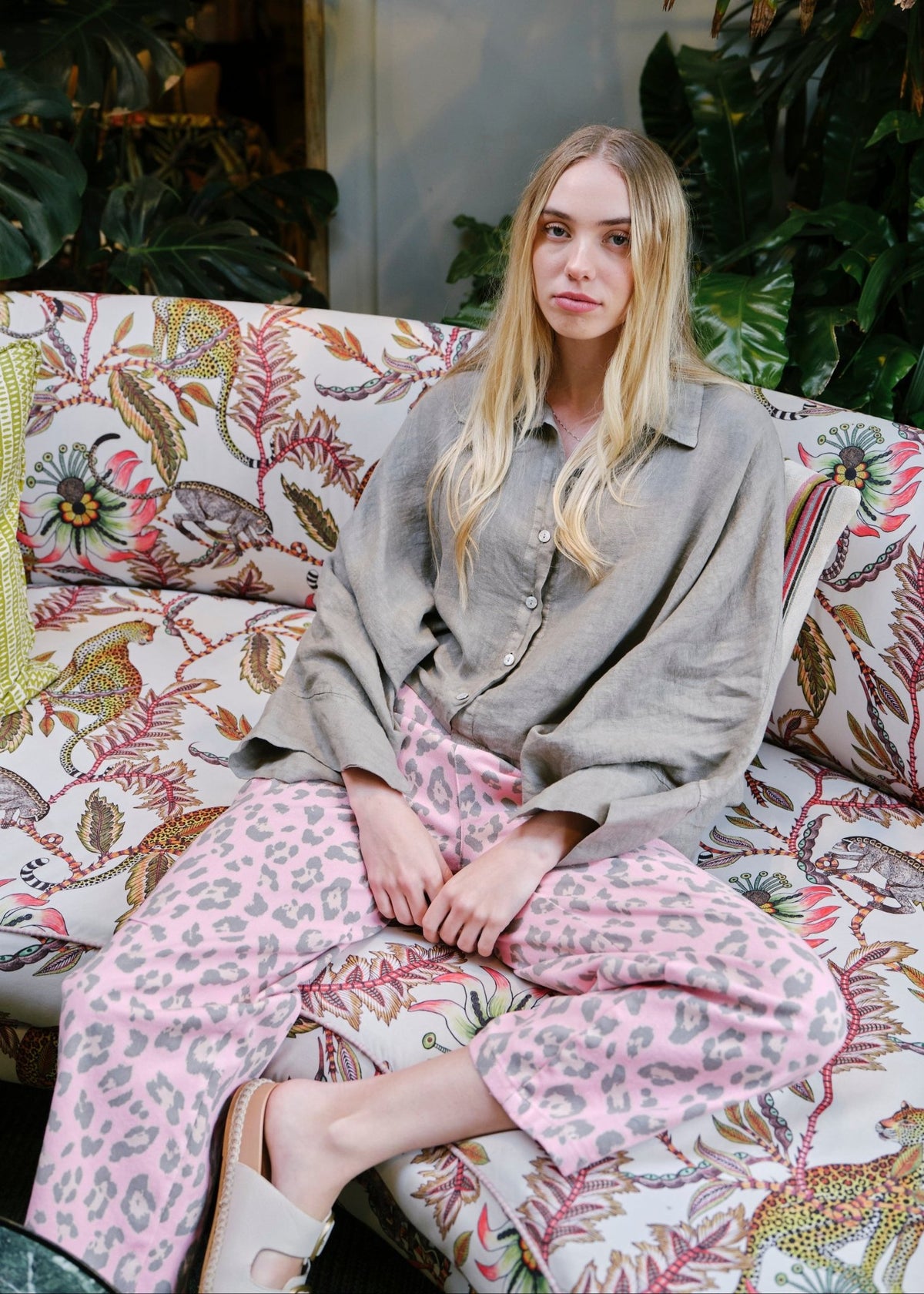 View our Romy Italian Barrel Jeans in Pink Leopard Print - by Tribute Store