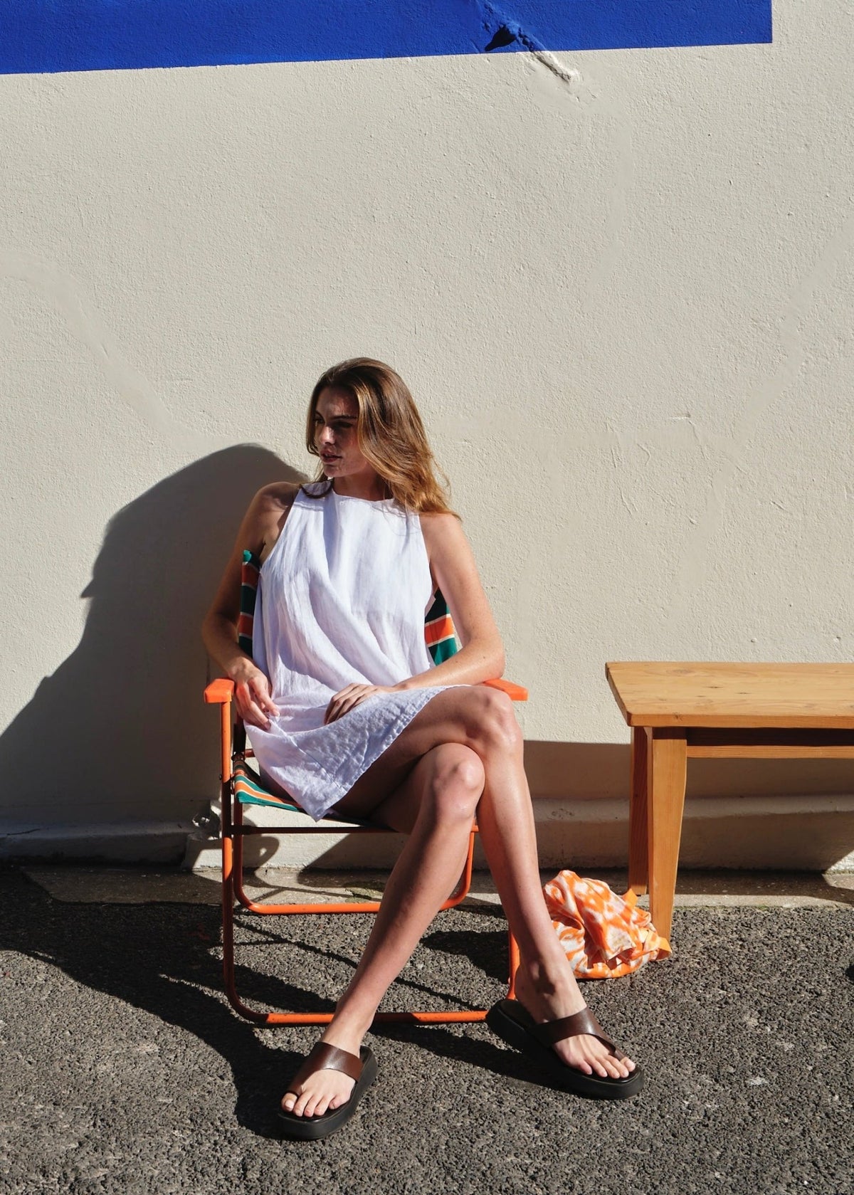 View our Saint Tropez Italian Linen Short Sleeveless Dress In White - by Tribute Store