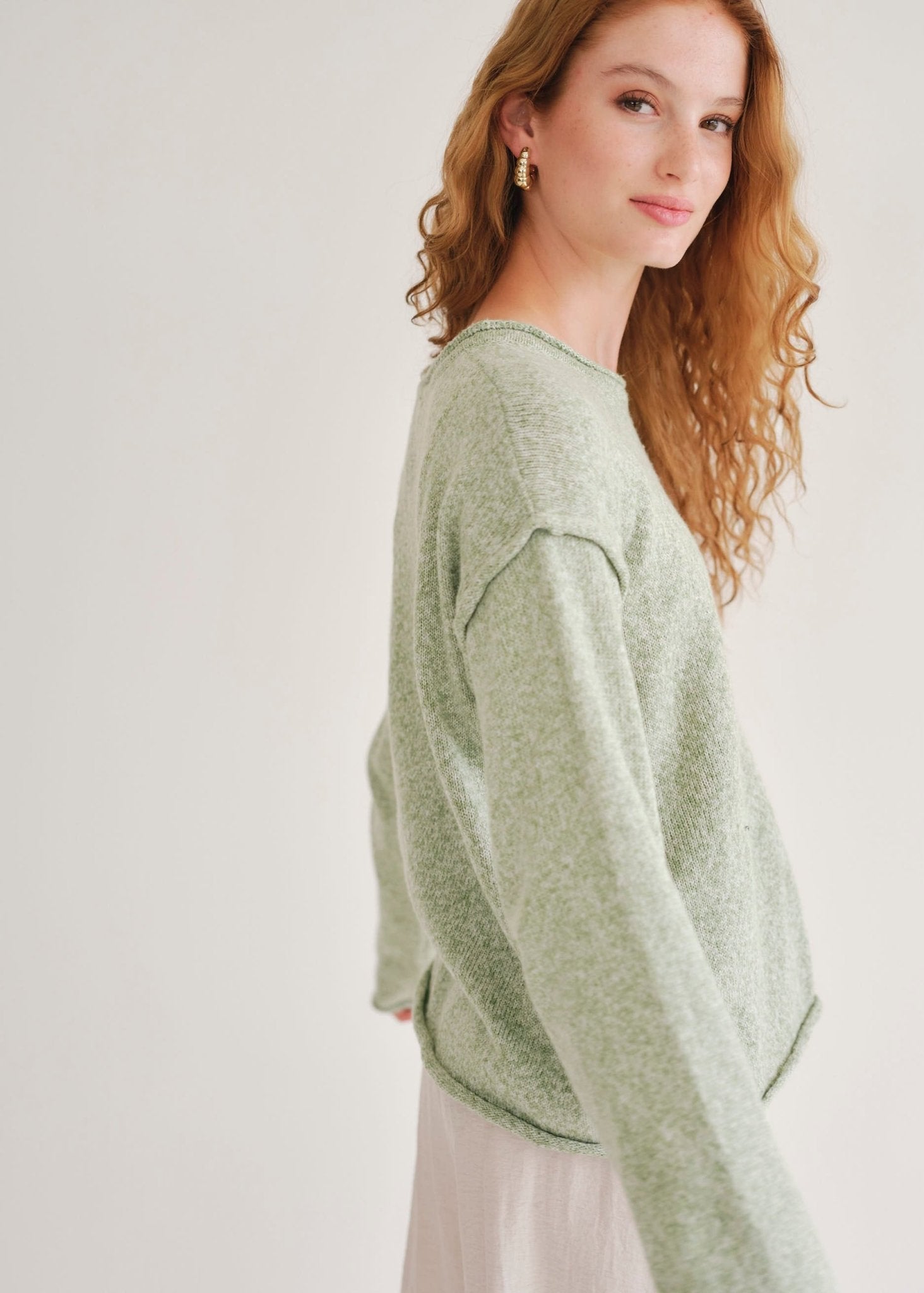 View our Salerno Boxy Lightweight Knit In Green - by Tribute Store