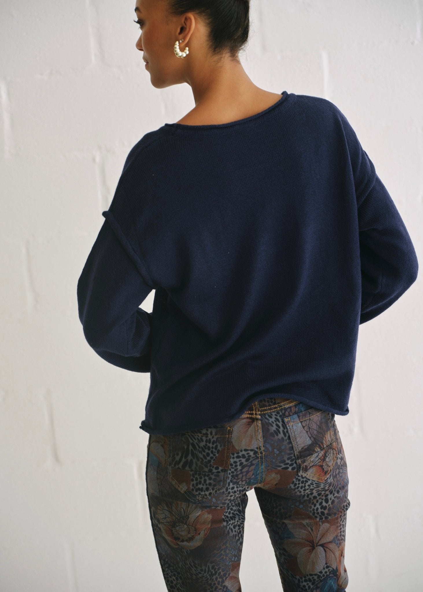 View our Salerno Boxy Lightweight Knit In Navy - by Tribute Store