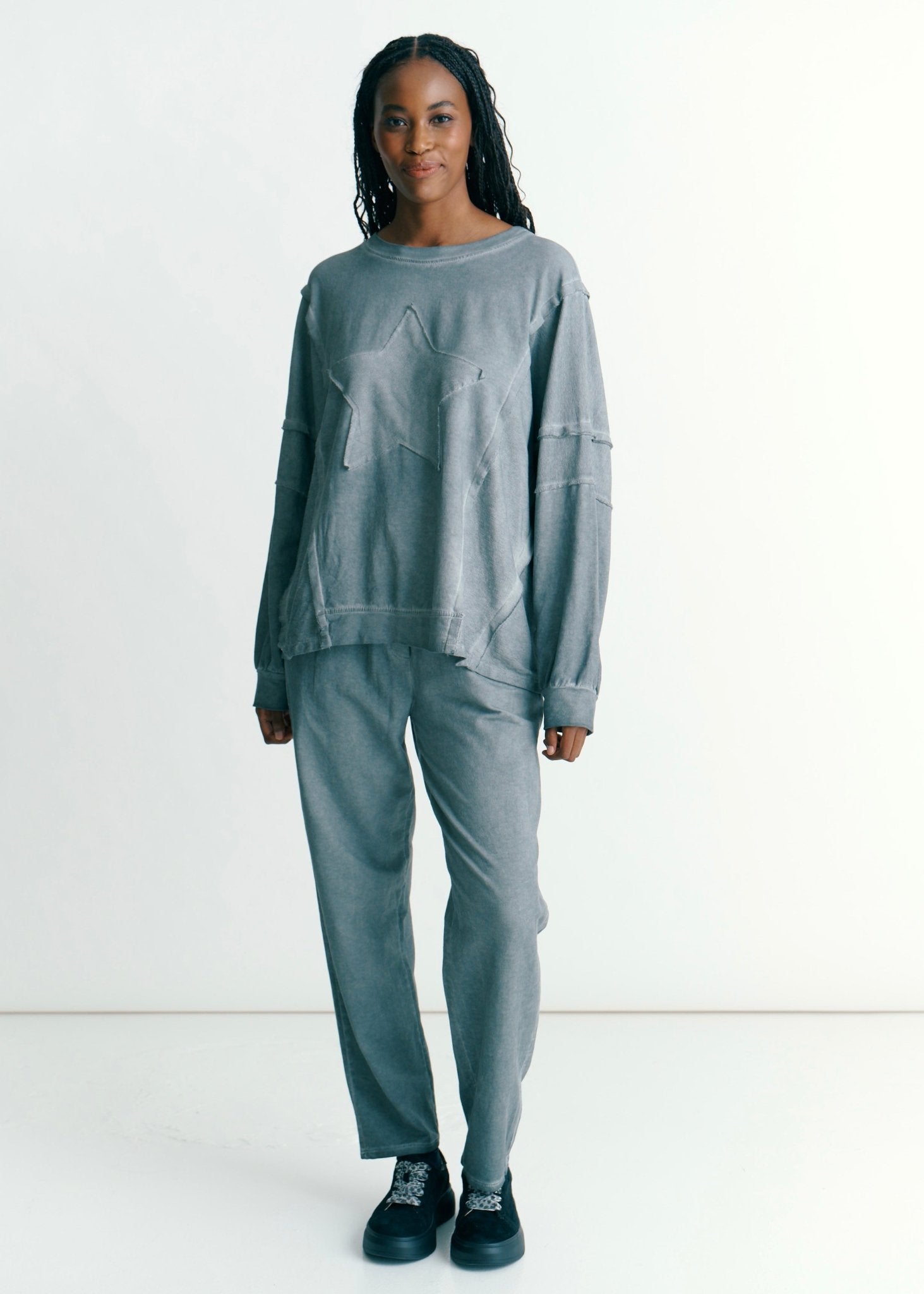 View our San Onofre Crew Neck Top With Star Print In Grey - by Tribute Store
