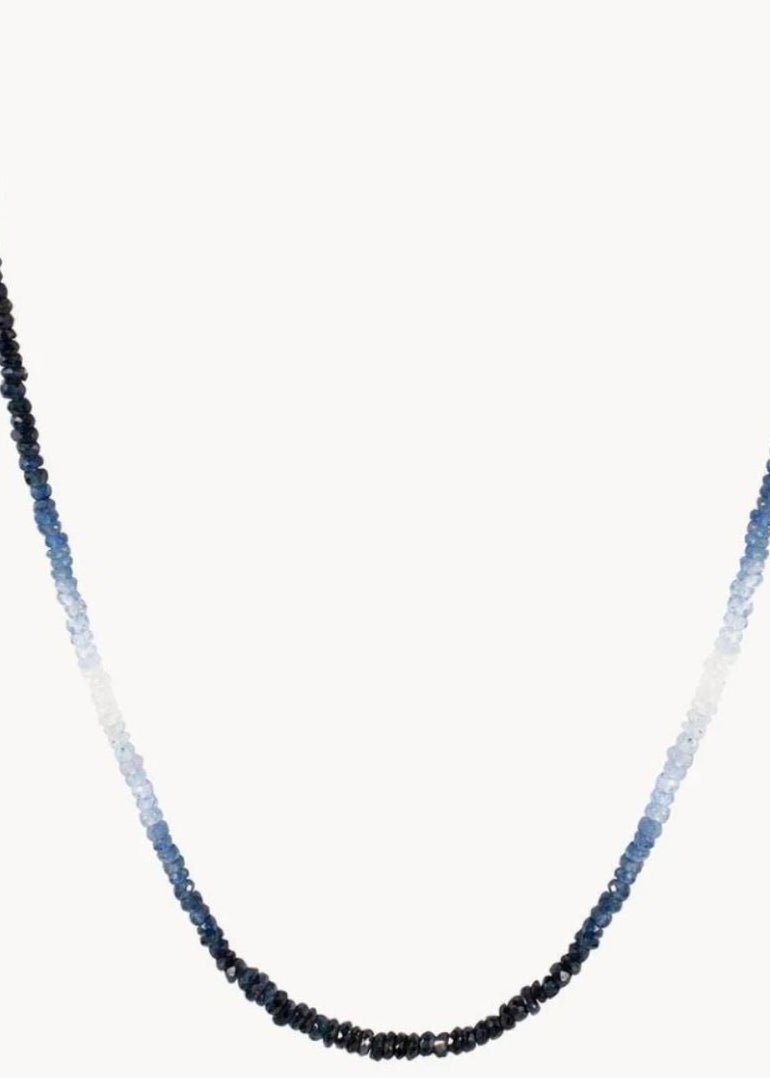 View our Sapphire Ombre button Stone Necklace - by Tribute Store