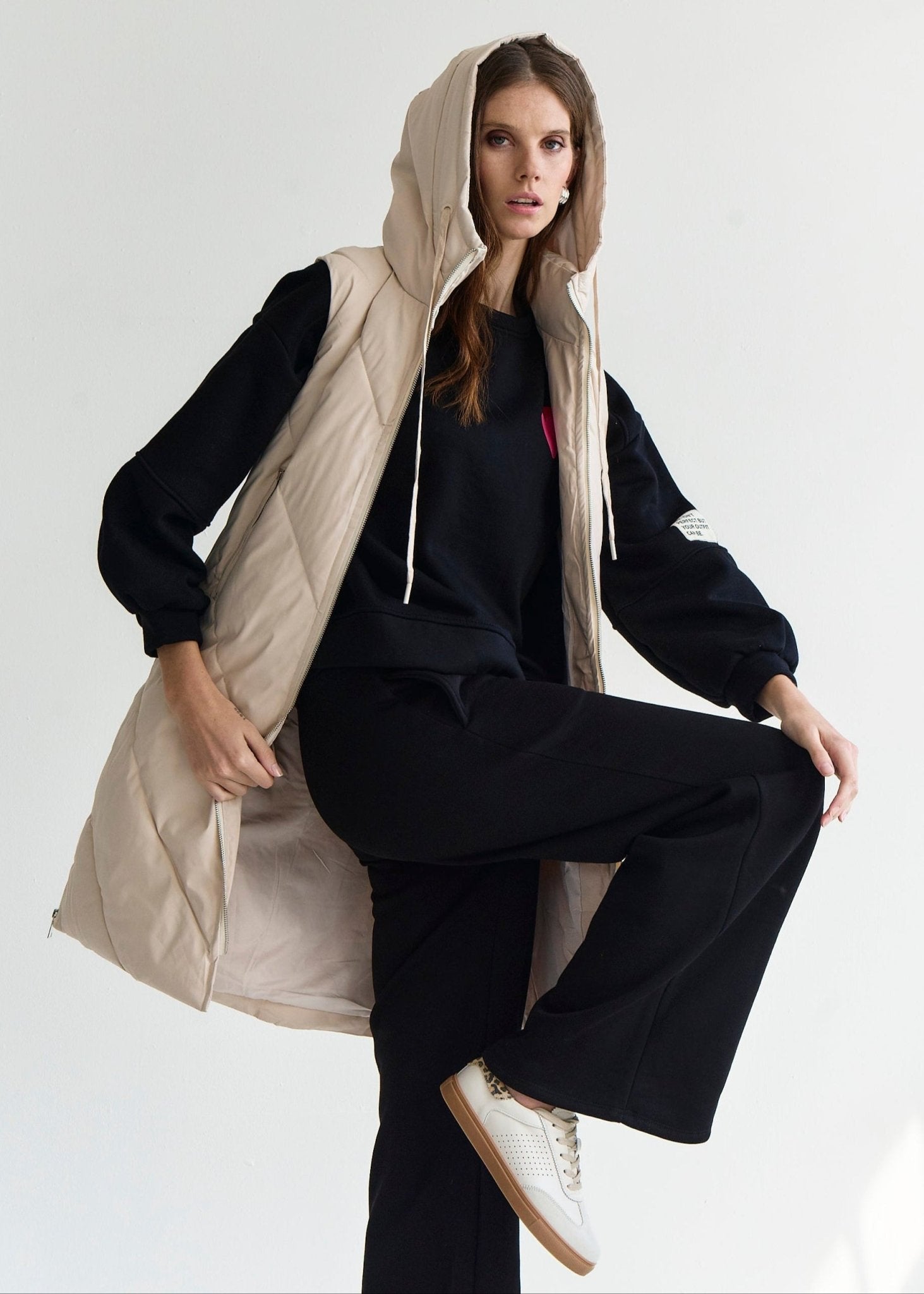 View our Scandi Sleeveless Down Feather Winter Puffer Jacket in Cream - by Tribute Store