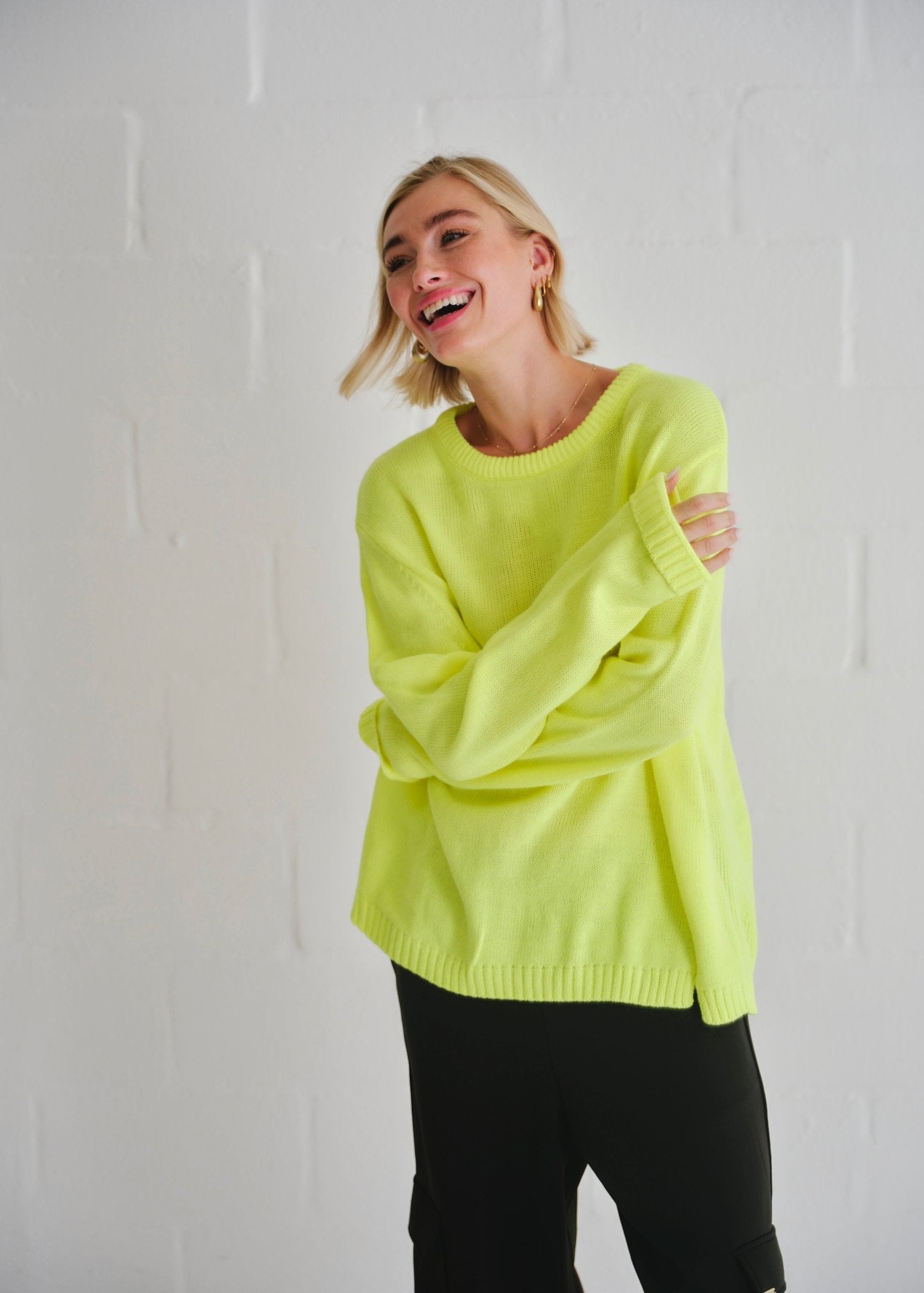 View our Seattle Vibrant Neon Yellow Oversized Knit - by Tribute Store
