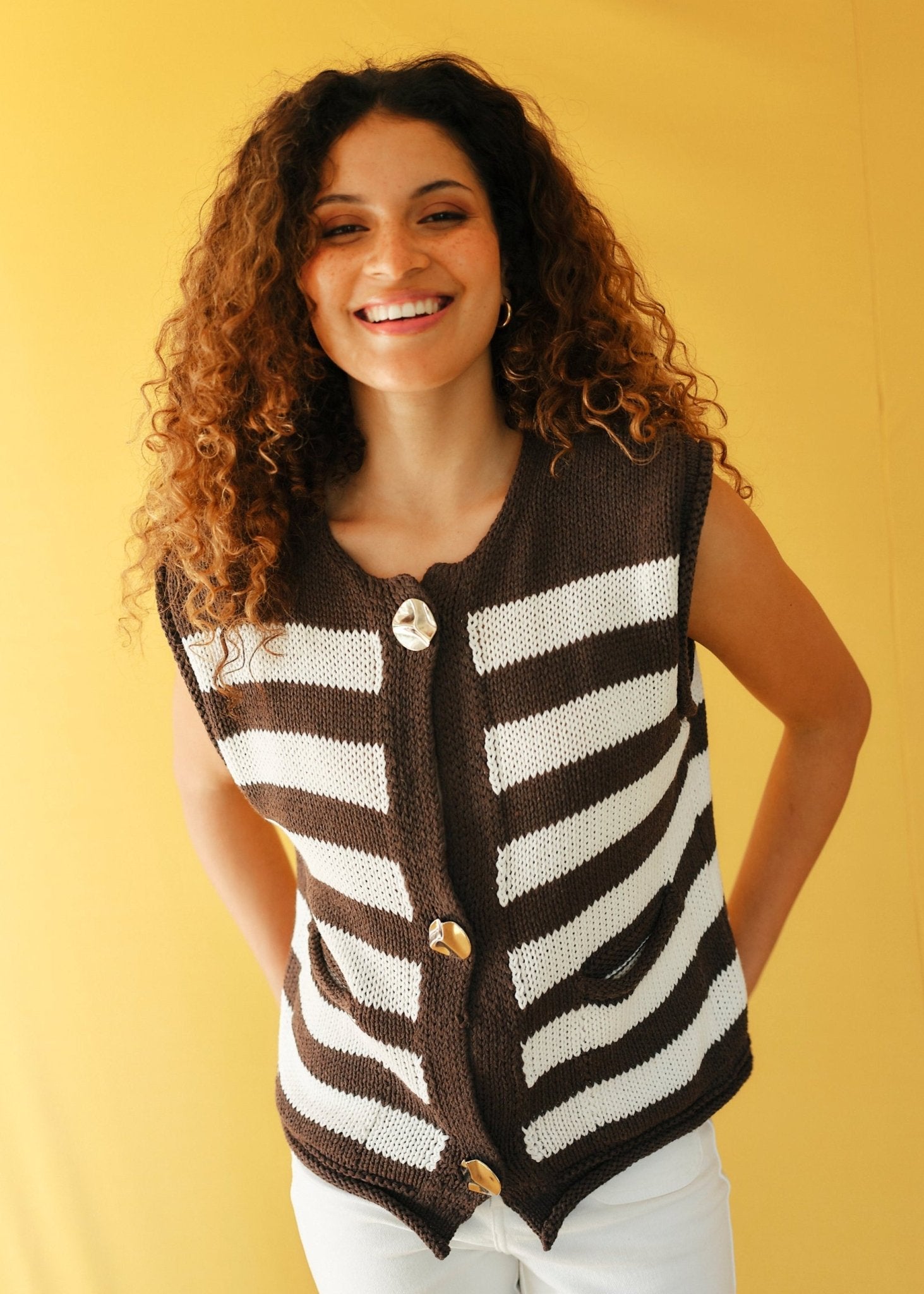 View our Selma Sleeveless Knit with Gold hardware in Chocolate - by Tribute Store