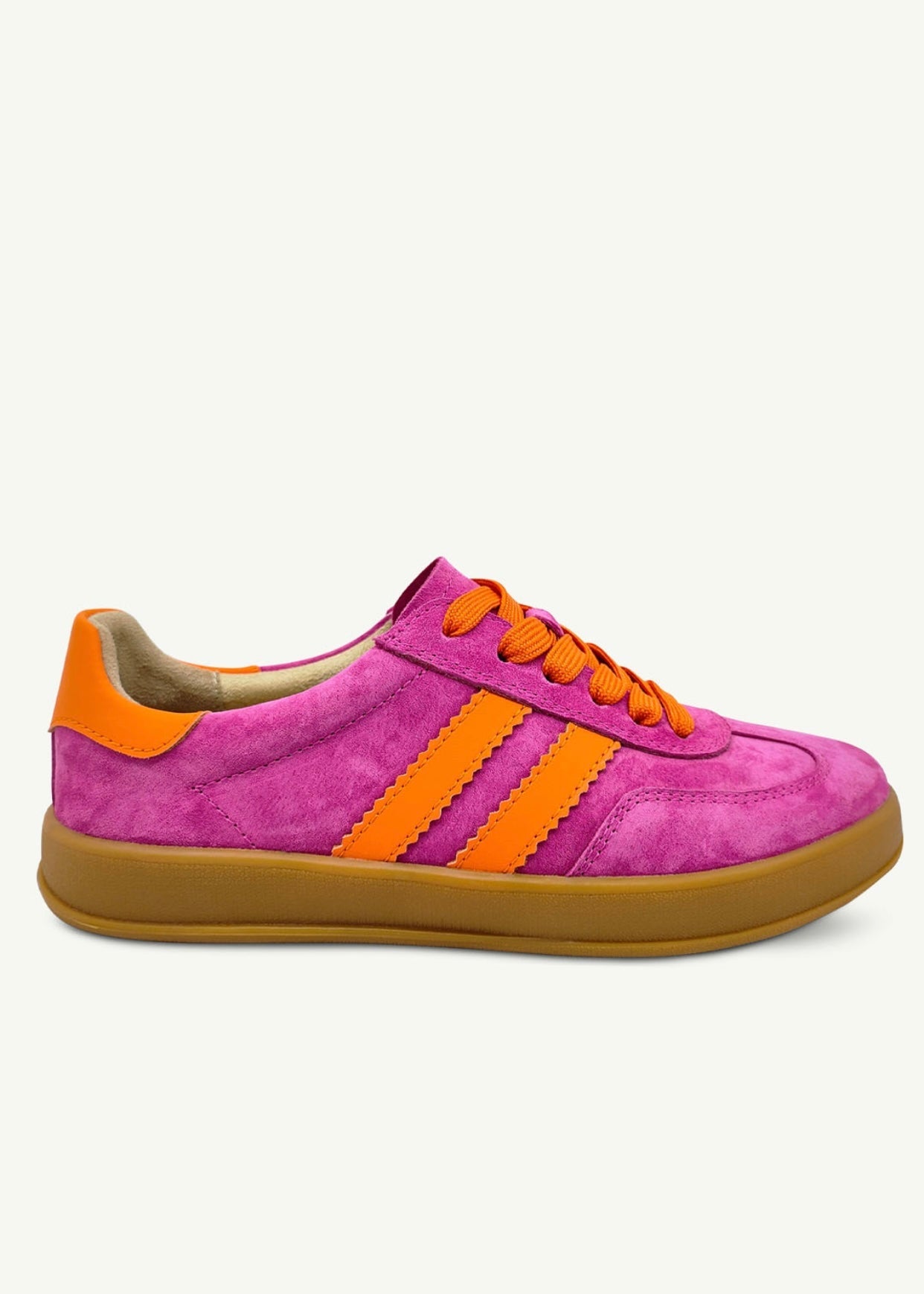 View our Shiloh Leather Sneaker In Fuchsia & Orange - by Tribute Store