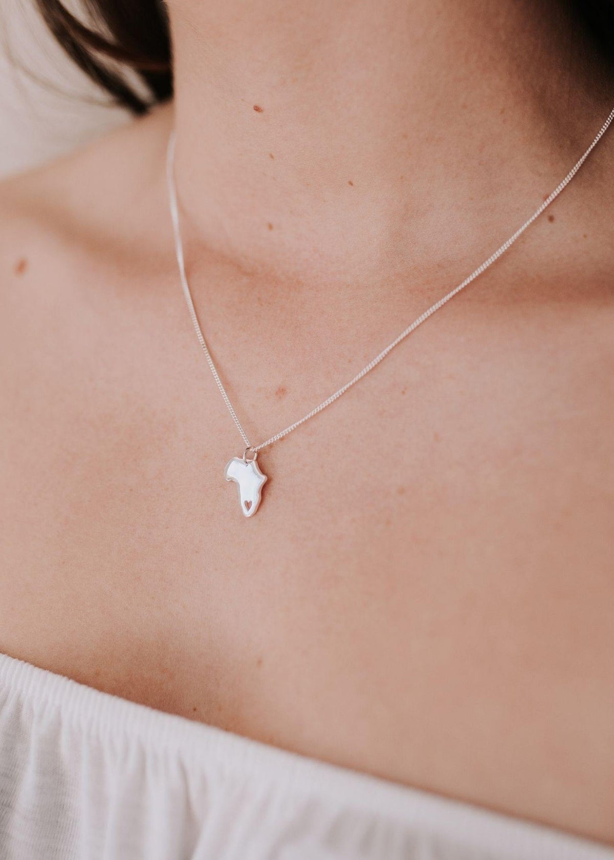 View our Silver Italian Waterproof Africa Heart Necklace - by Tribute Store