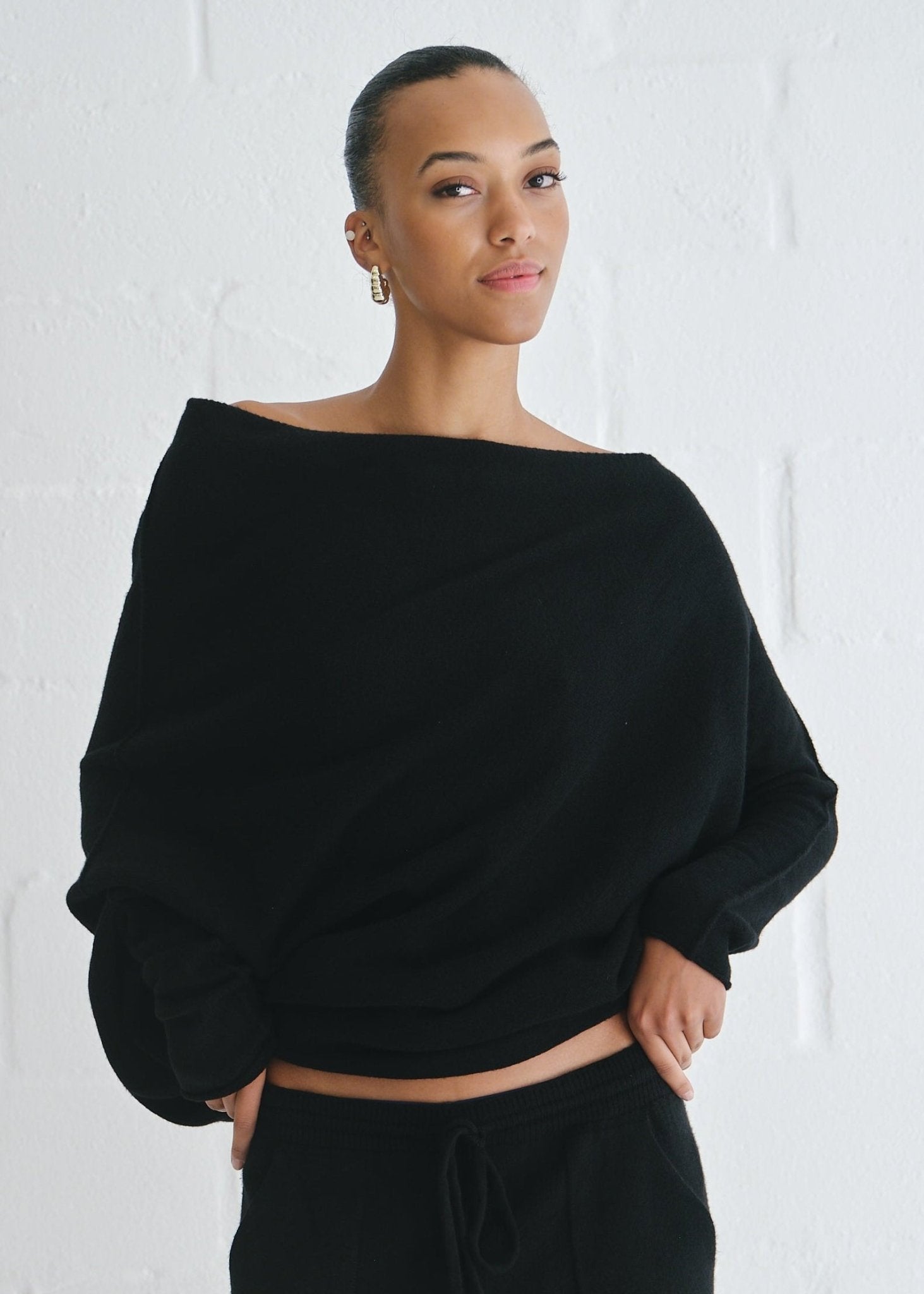 View our Sofia Italian Batwing Knit in Black - by Tribute Store