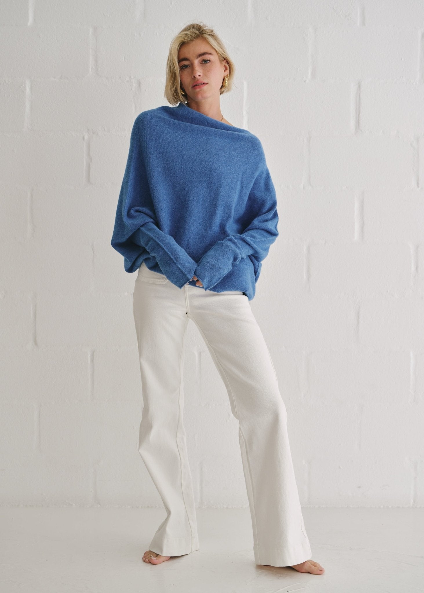 View our Sofia Italian Batwing Knit in Sky Blue - by Tribute Store