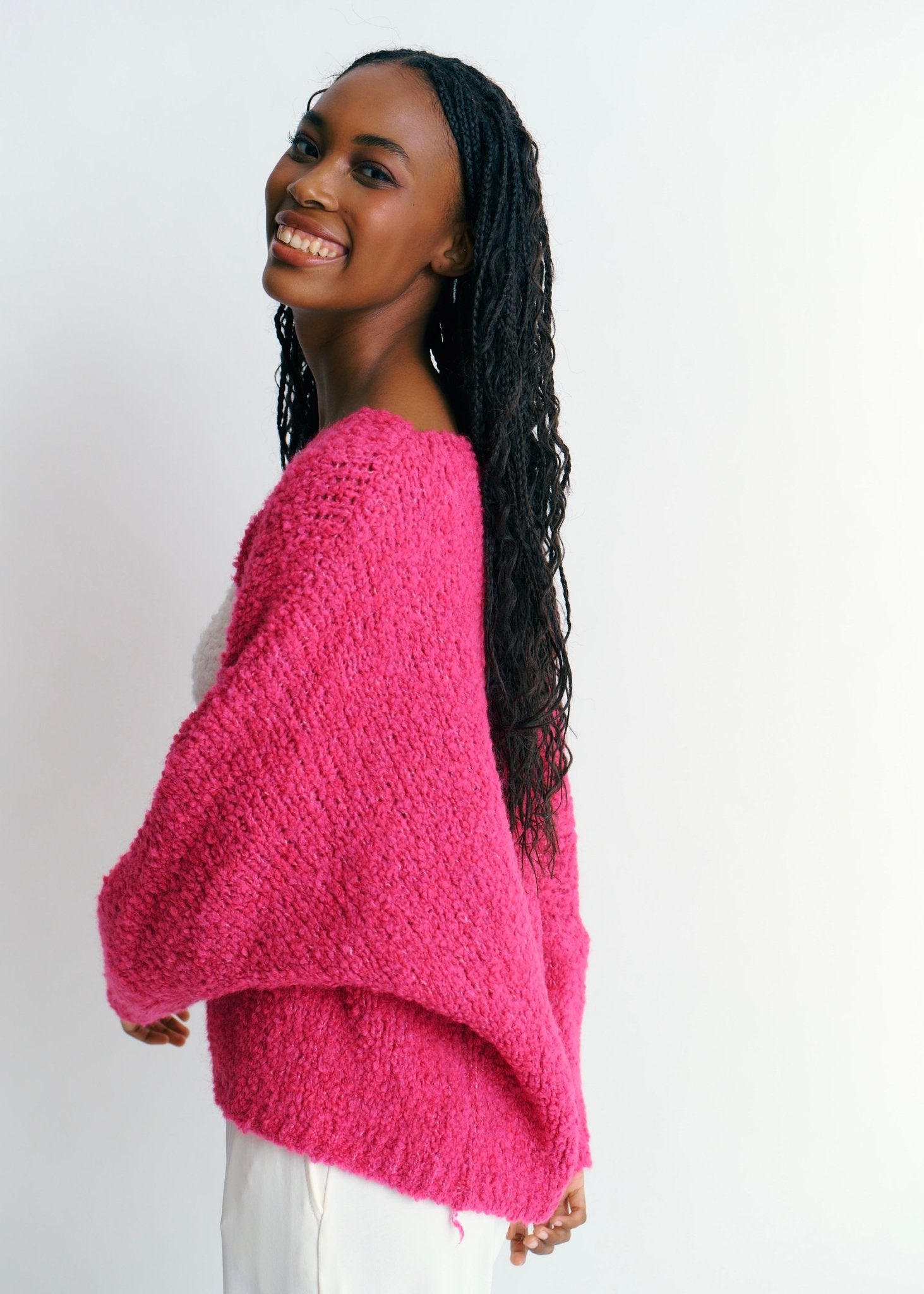 View our Soho Chunky Oversized Heart Knit In Fuchsia - by Tribute Store