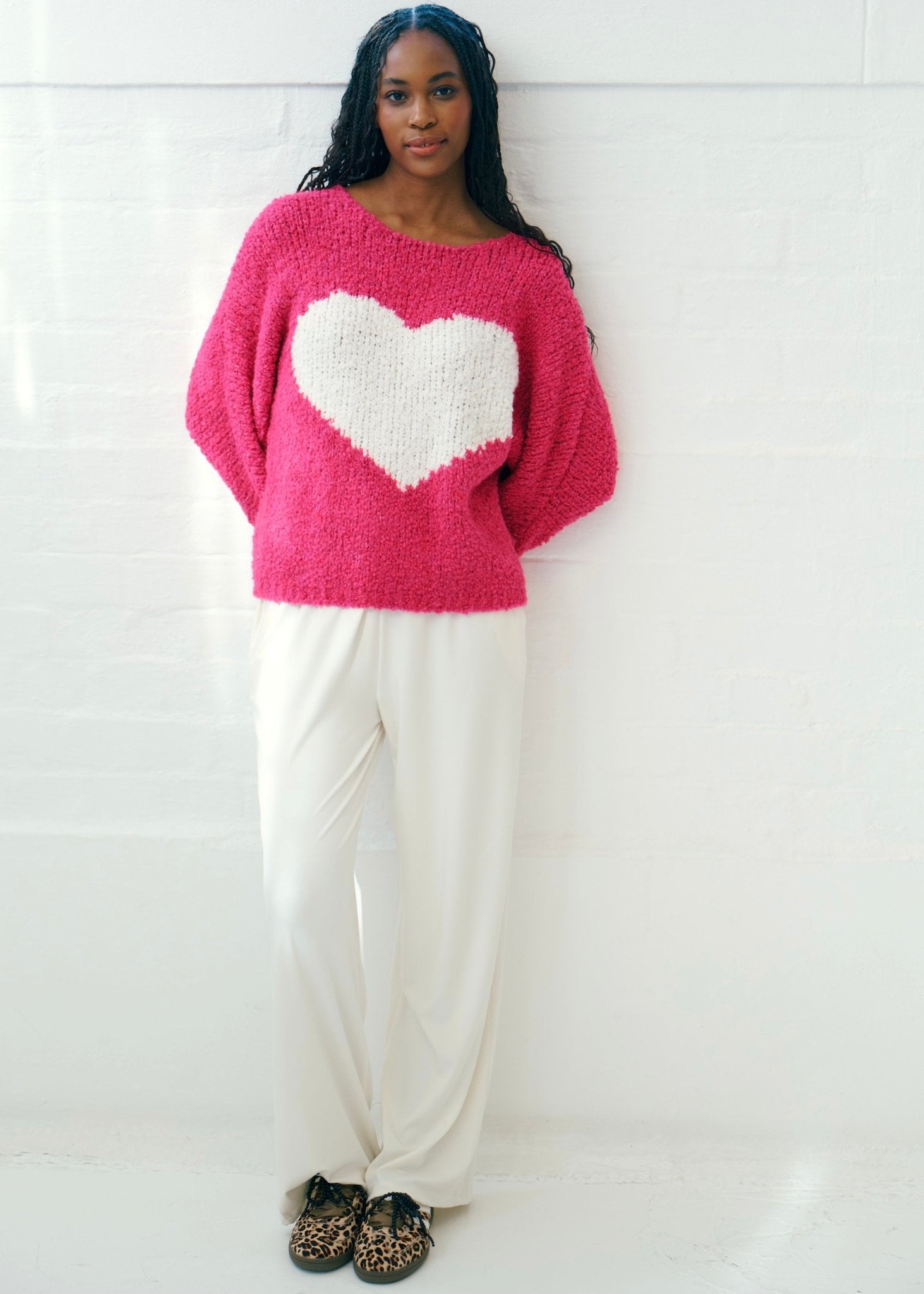 View our Soho Chunky Oversized Heart Knit In Fuchsia - by Tribute Store