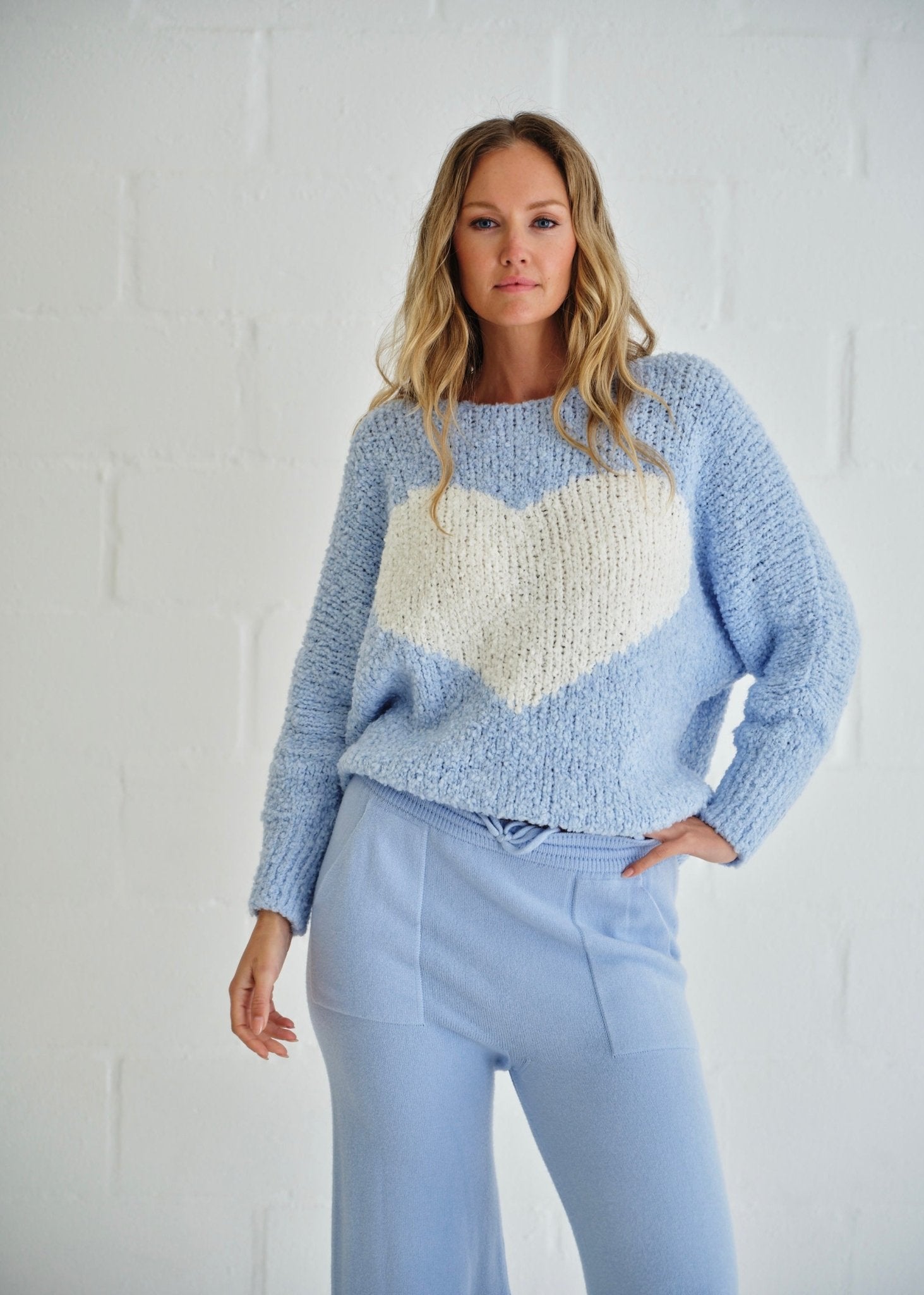 View our Soho Chunky Oversized Heart Knit In Sky Blue - by Tribute Store