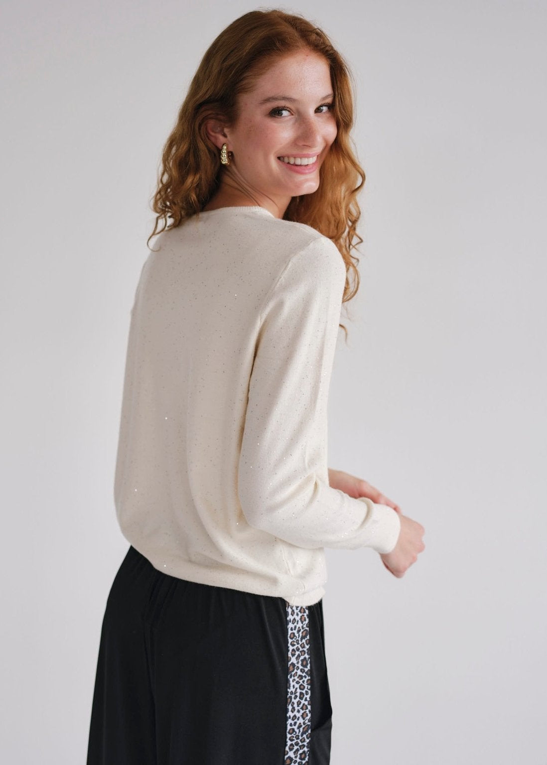 View our Sparkle Lurex Cardigan in Cream - by Tribute Store