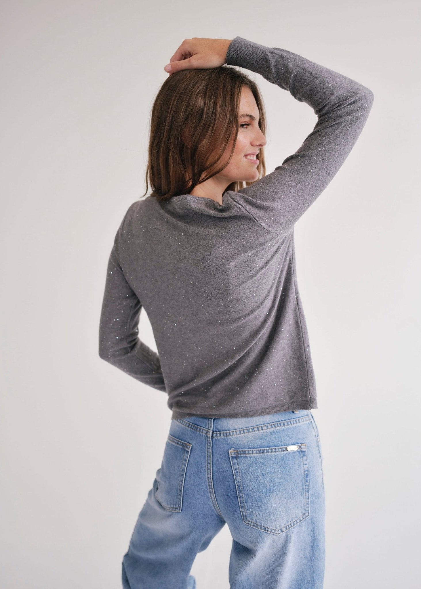 View our Sparkle Lurex Cardigan in Grey - by Tribute Store