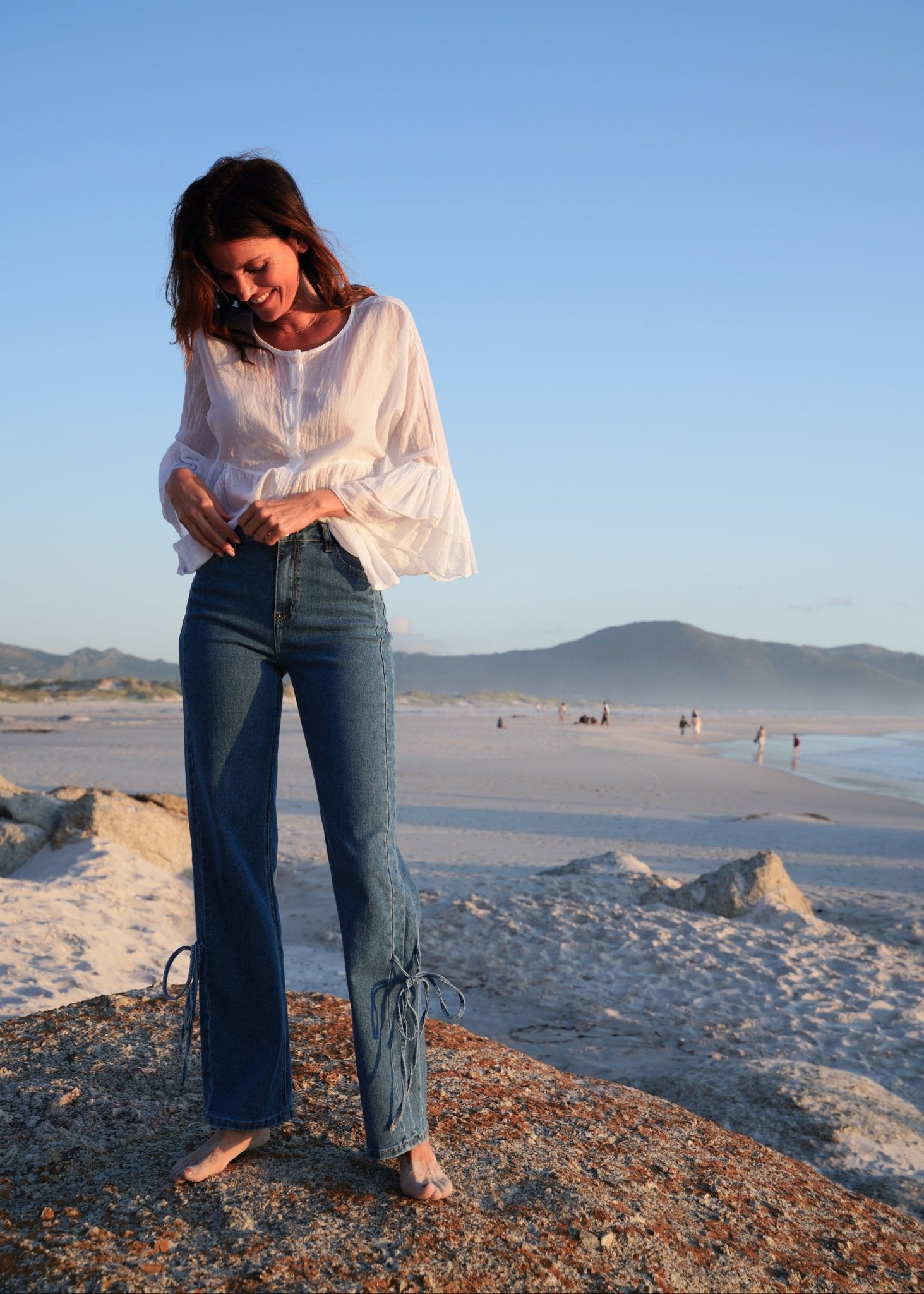 View our Straight Leg Jeans With Bow In Denim - by Tribute Store