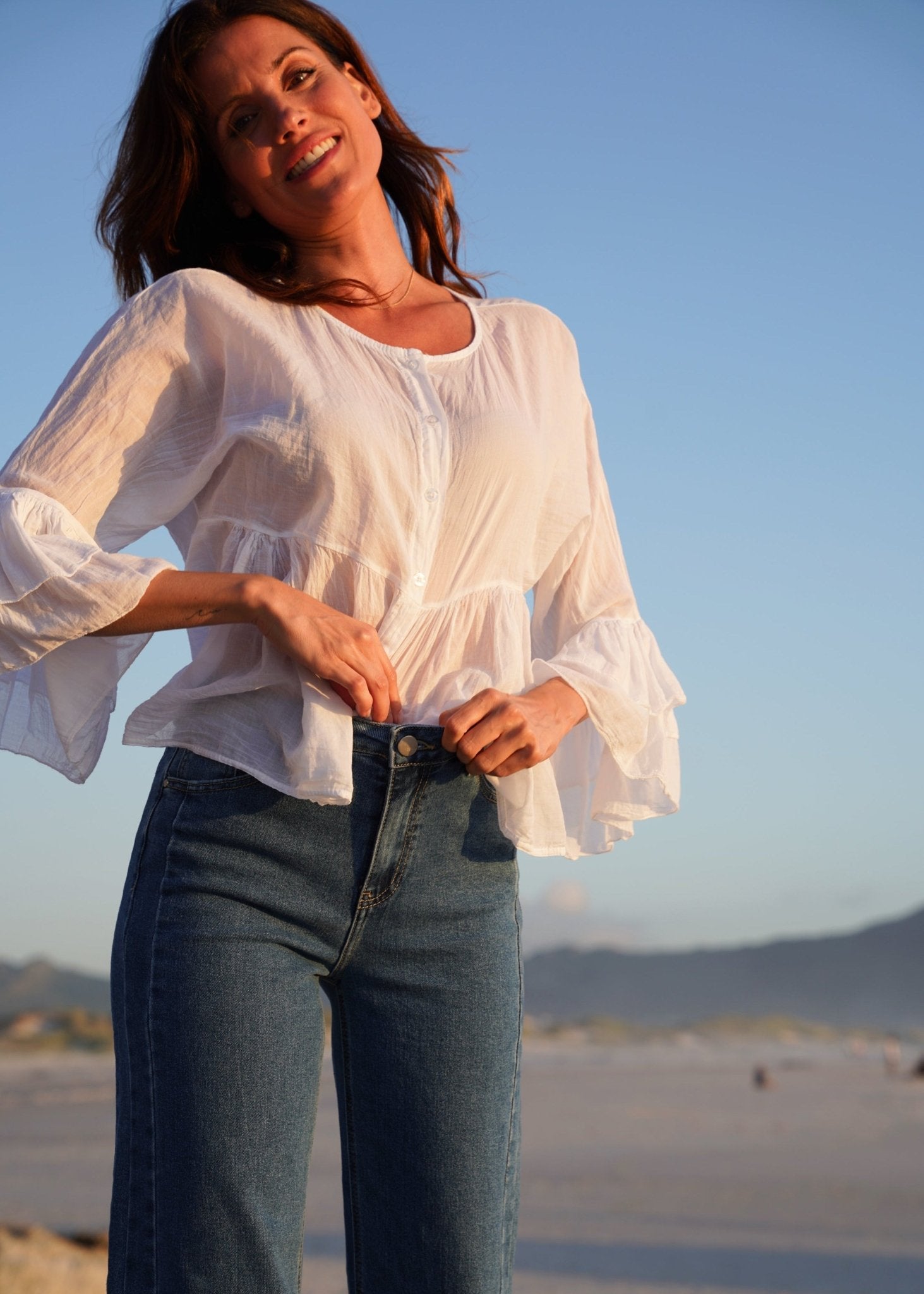 View our Straight Leg Jeans With Bow In Denim - by Tribute Store