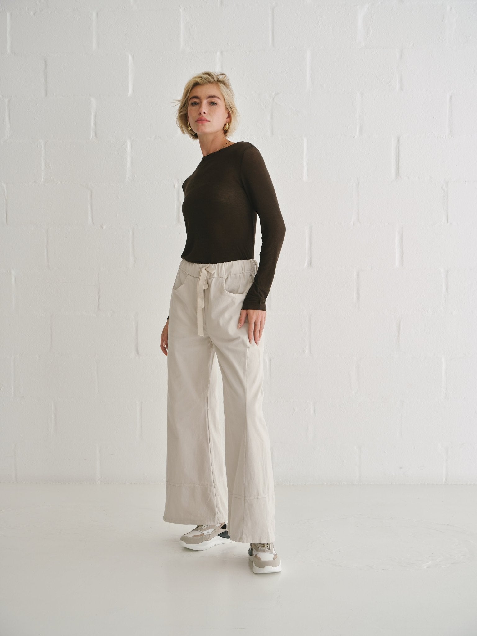 View our Straight Leg Pants In Beige - by Tribute Store