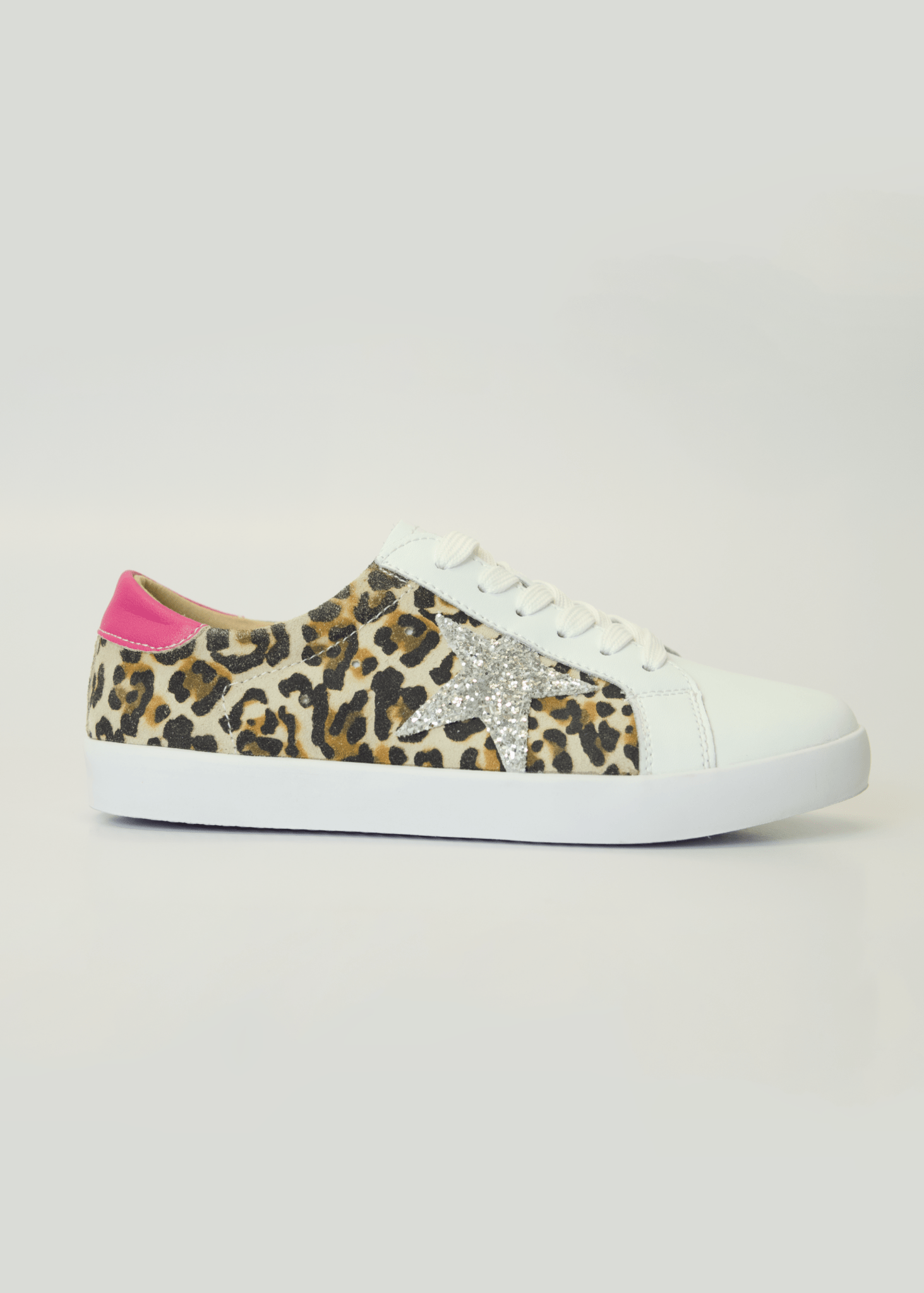 View our Sydney Leather Sneaker In Leopard And Pink Glitter - by Tribute Store