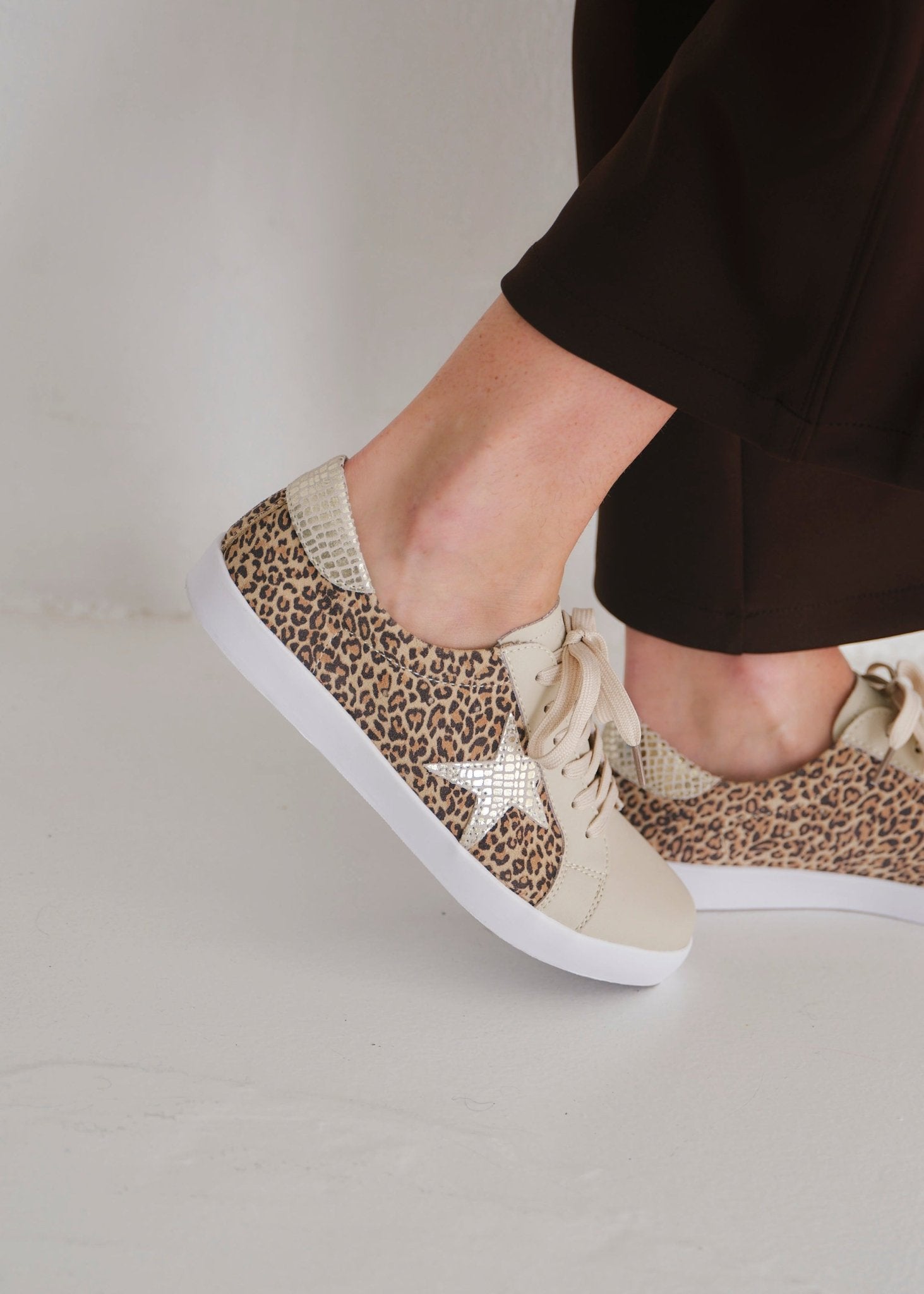 View our Sydney Leather Sneaker In Leopard Print - by Tribute Store