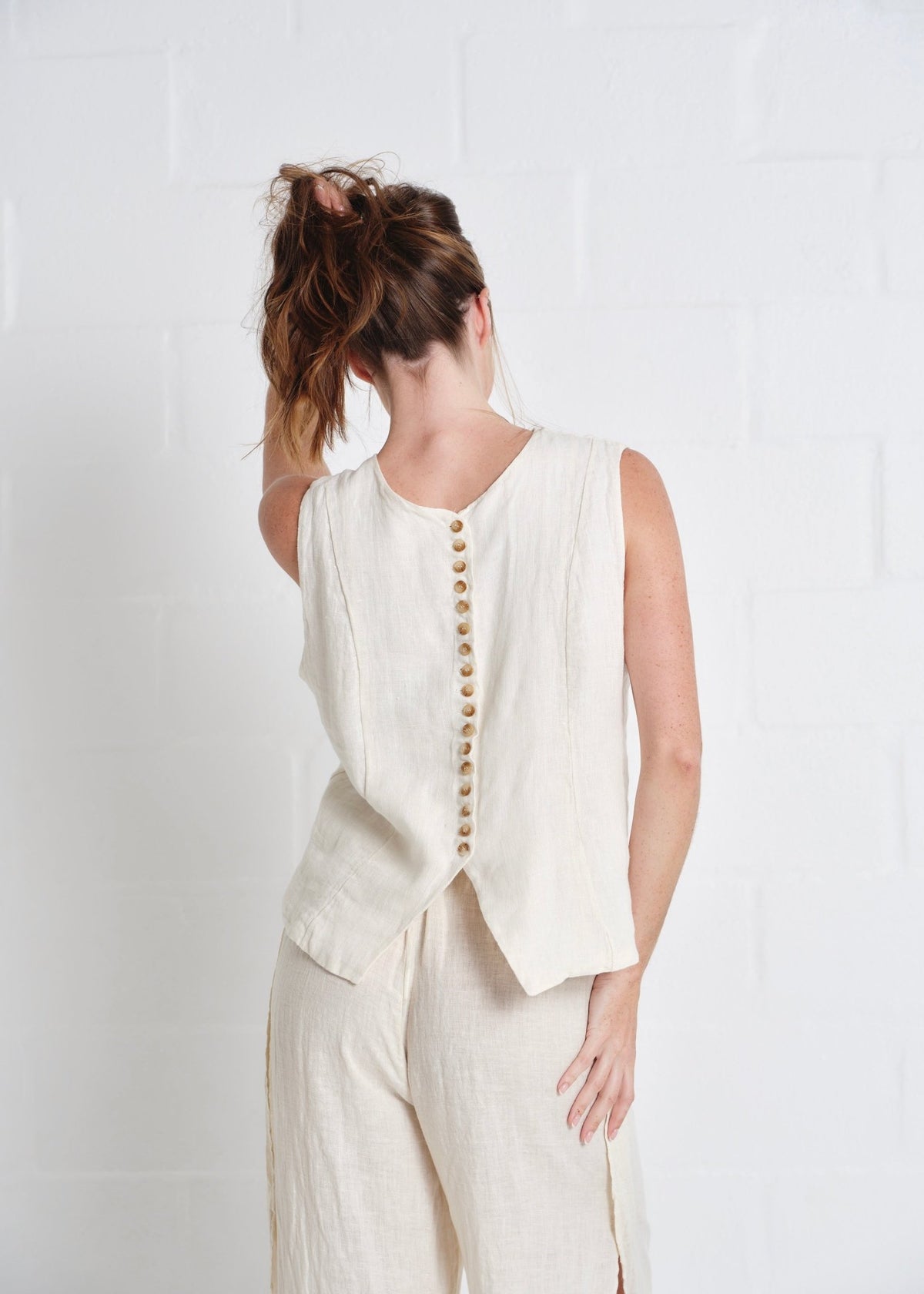 View our Sydney Linen Waistcoat In Cream - by Tribute Store