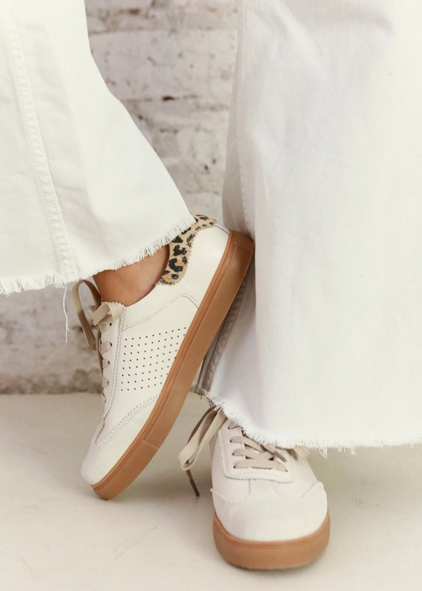 View our Tamara Leather Sneaker In Beige And Leopard Print - by Tribute Store