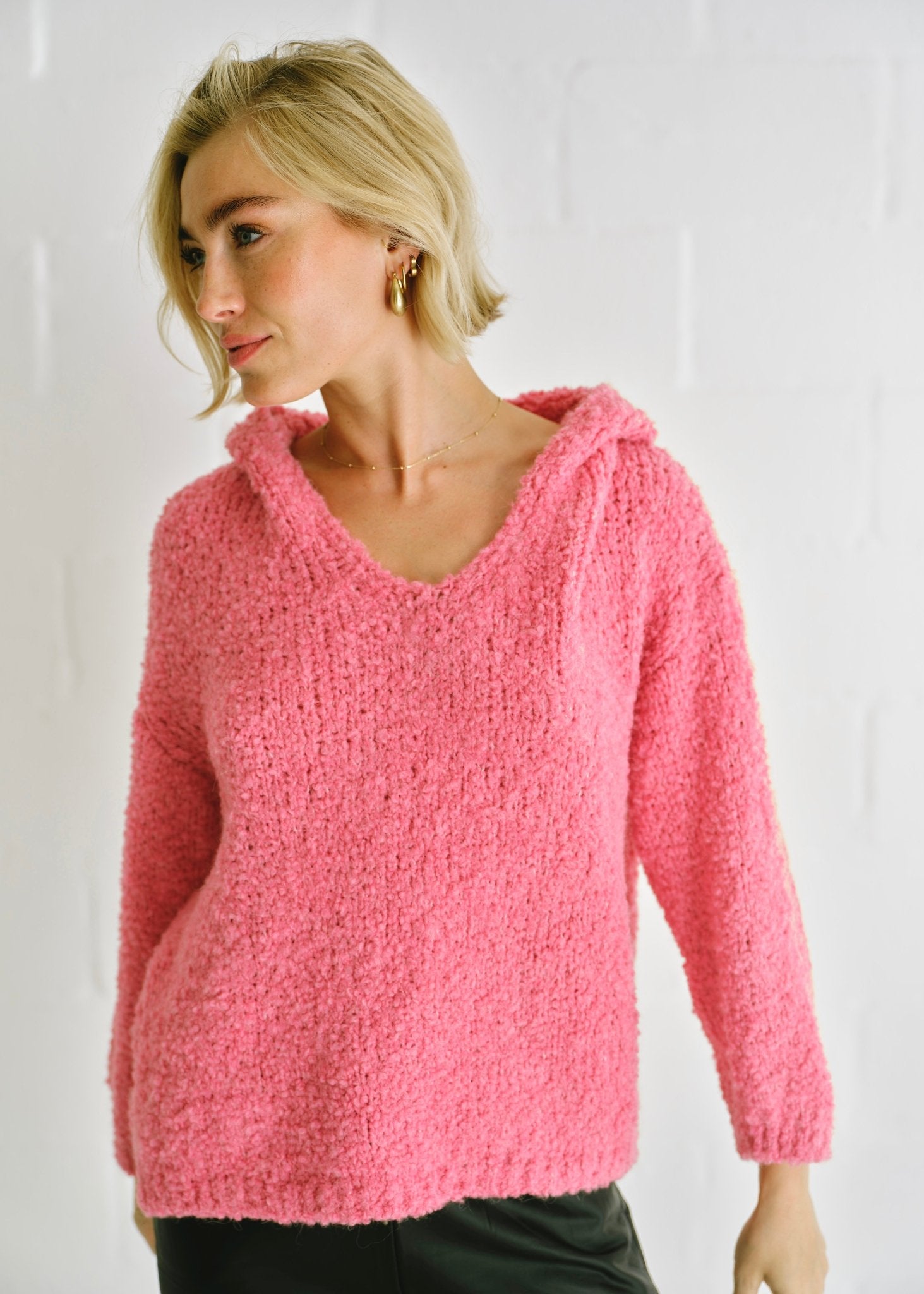 View our Teddy Knit With Open Collar In Hot Pink - by Tribute Store