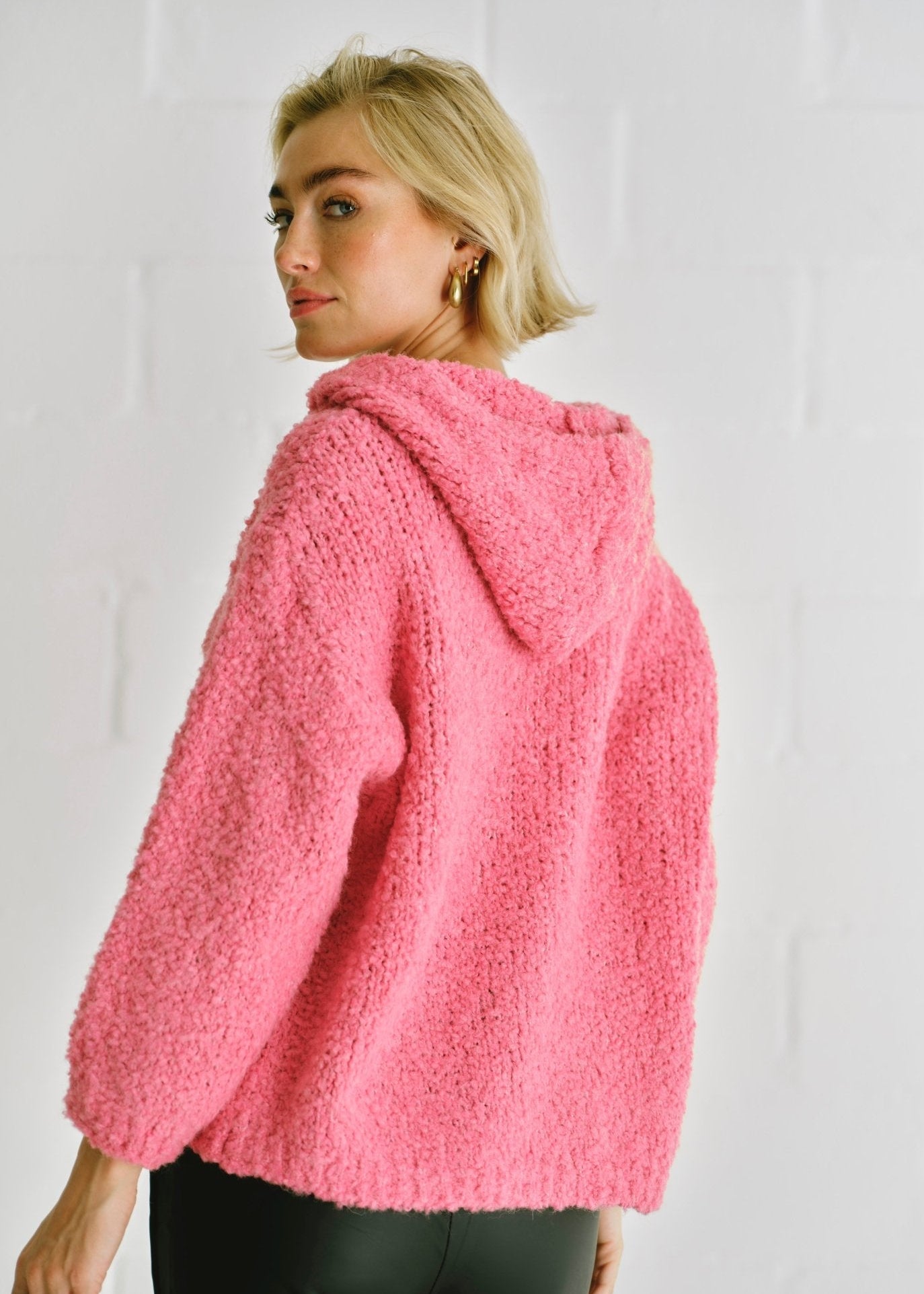 View our Teddy Knit With Open Collar In Hot Pink - by Tribute Store
