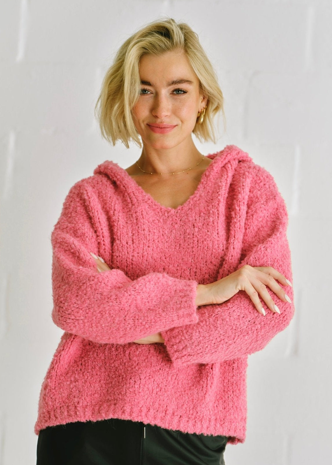View our Teddy Knit With Open Collar In Hot Pink - by Tribute Store