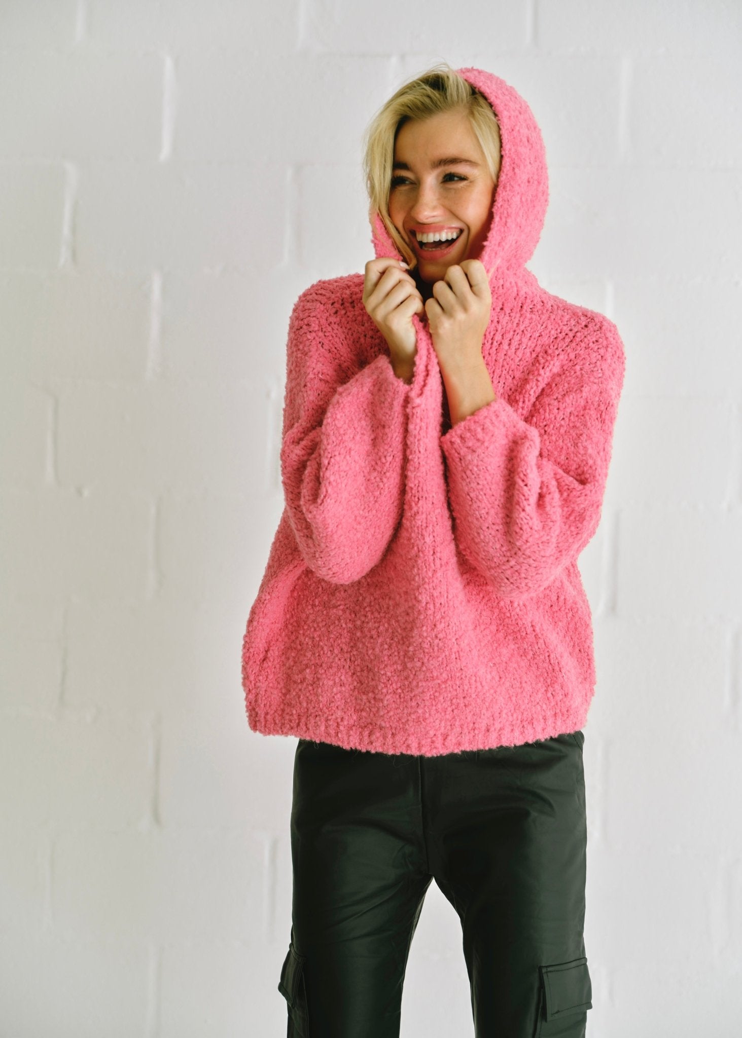 View our Teddy Knit With Open Collar In Hot Pink - by Tribute Store