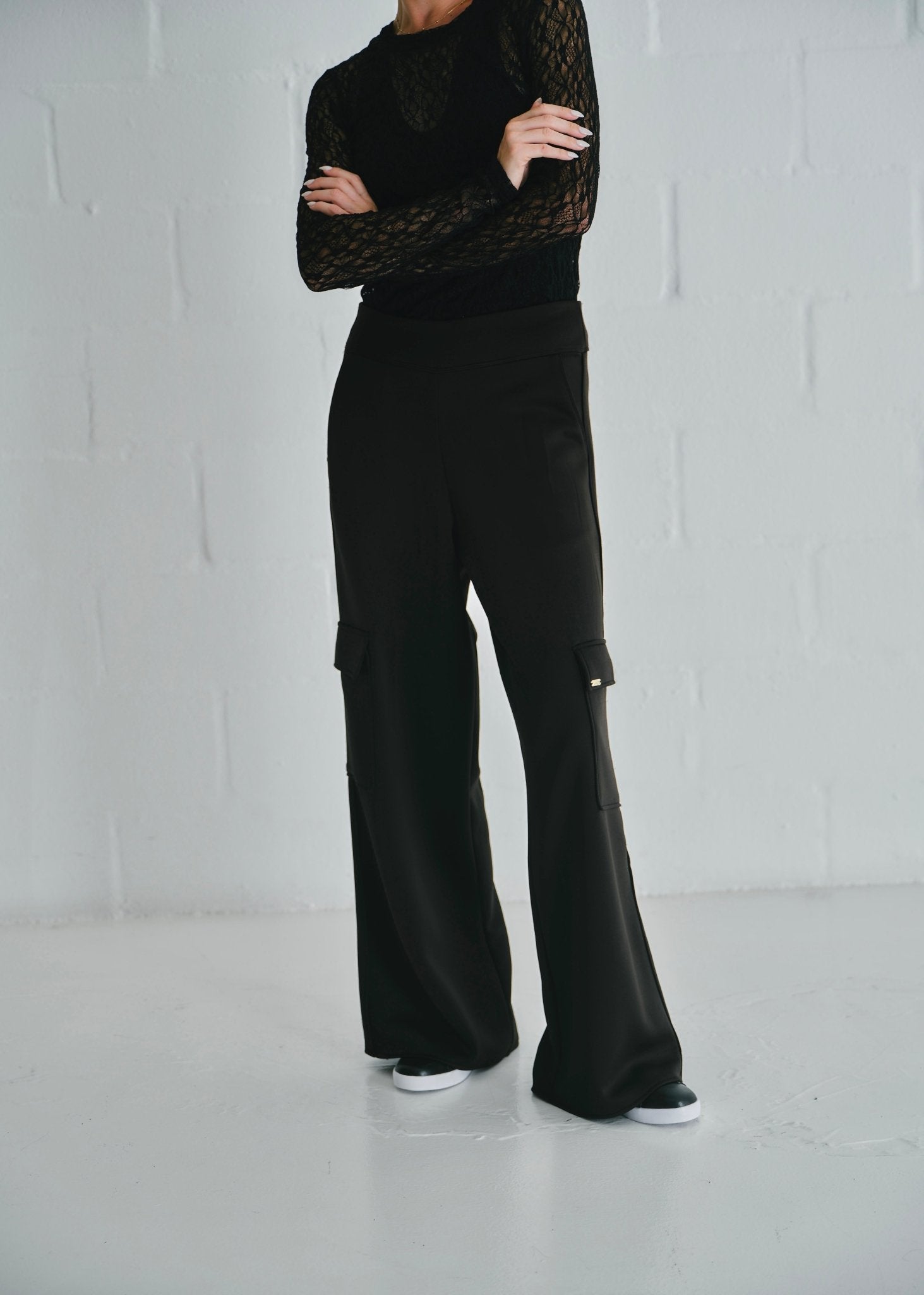 View our The Luxe Wide - Leg Cargo Pants In Black - by Tribute Store