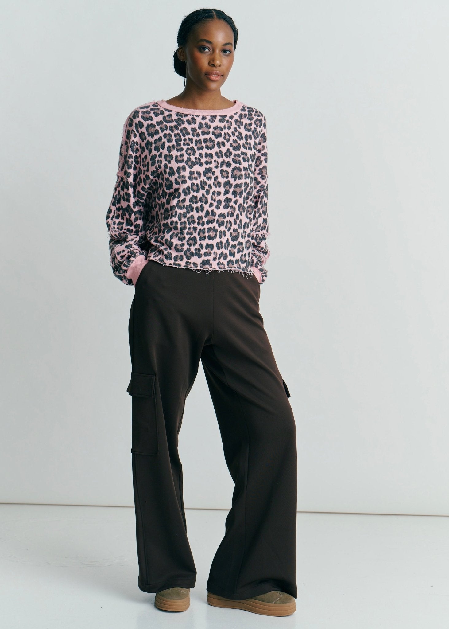 View our The Luxe Wide - Leg Cargo Pants In Chocolate - by Tribute Store