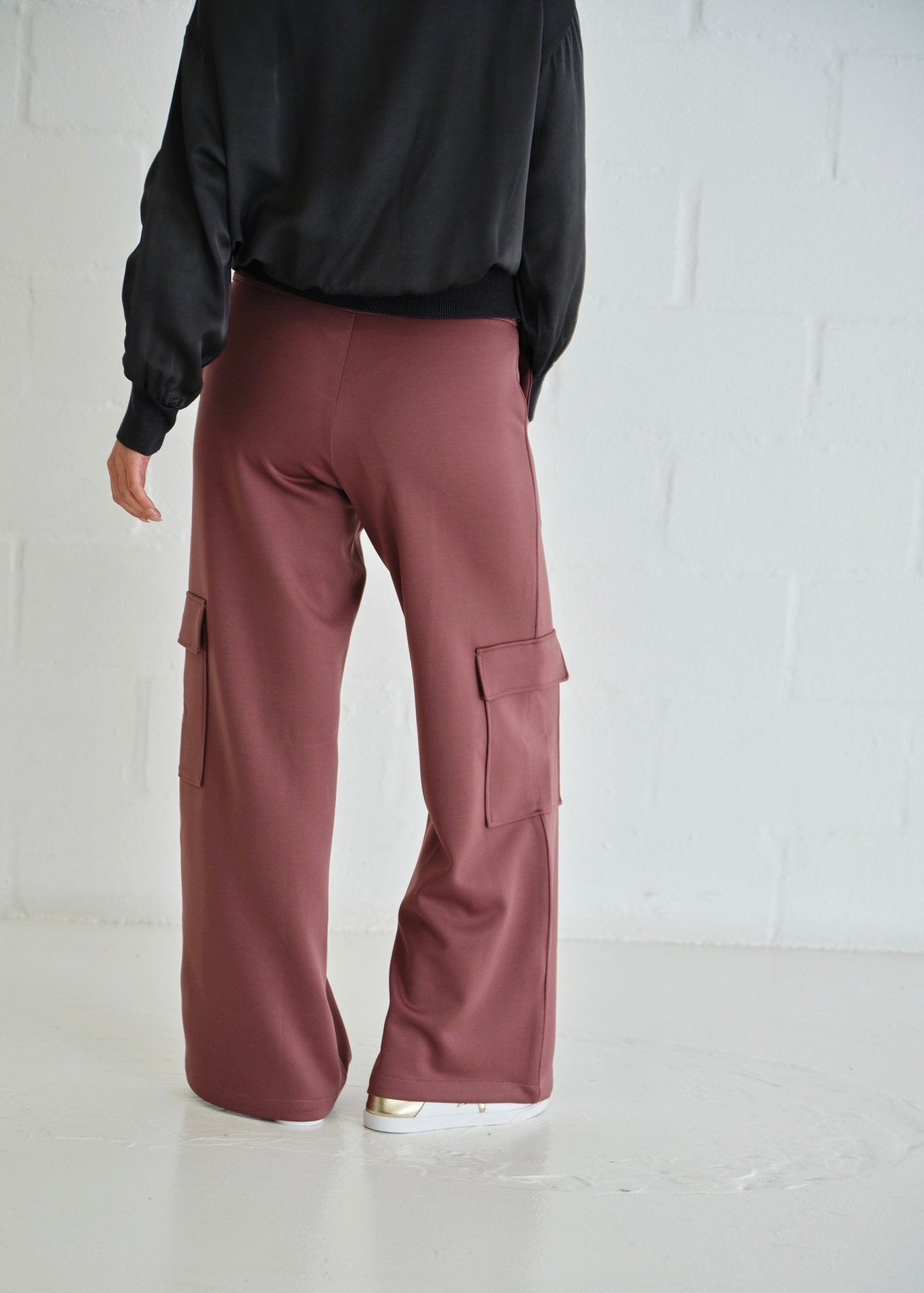 View our The Luxe Wide - Leg Cargo Pants In Purple - by Tribute Store