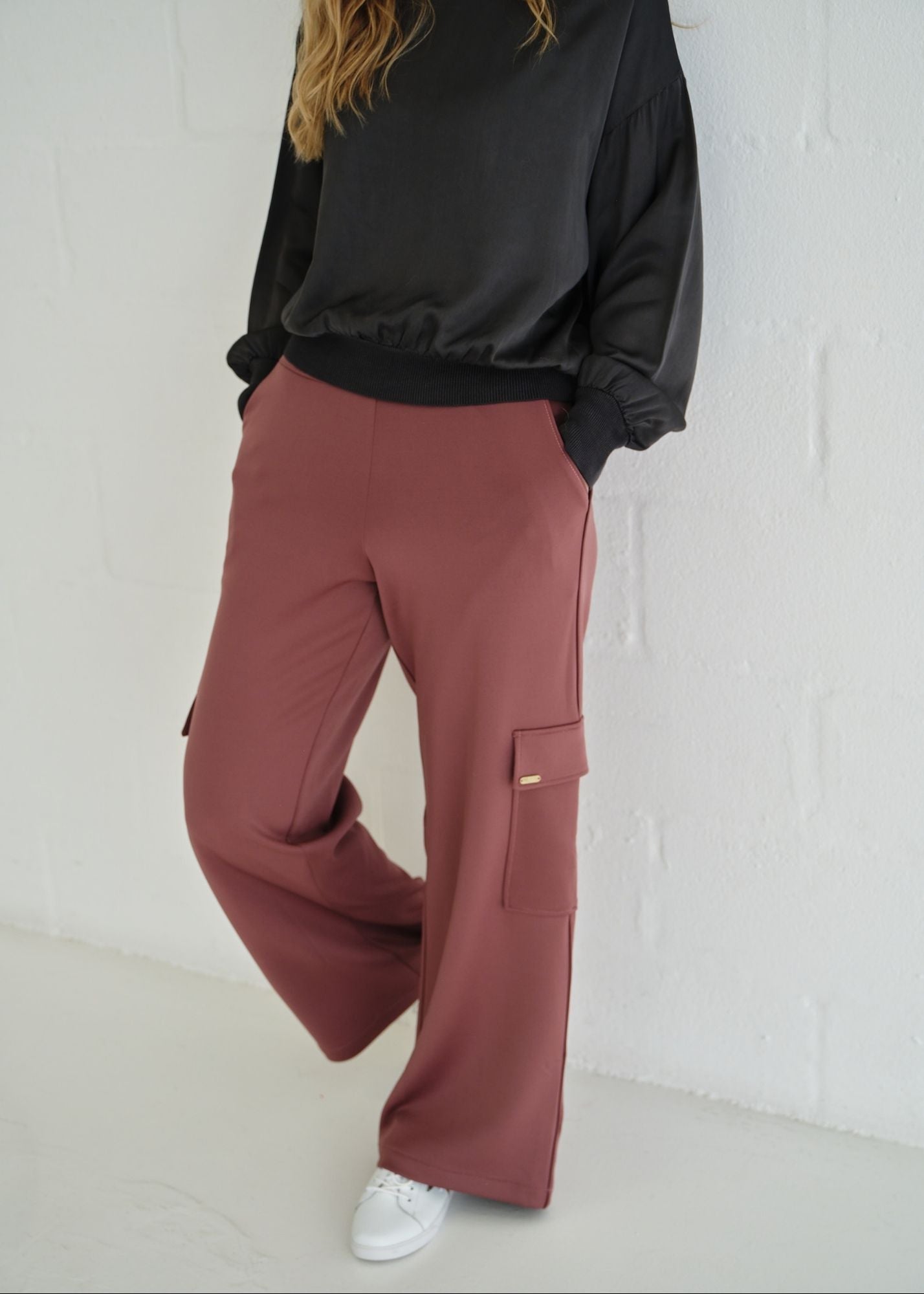 View our The Luxe Wide - Leg Cargo Pants In Purple - by Tribute Store