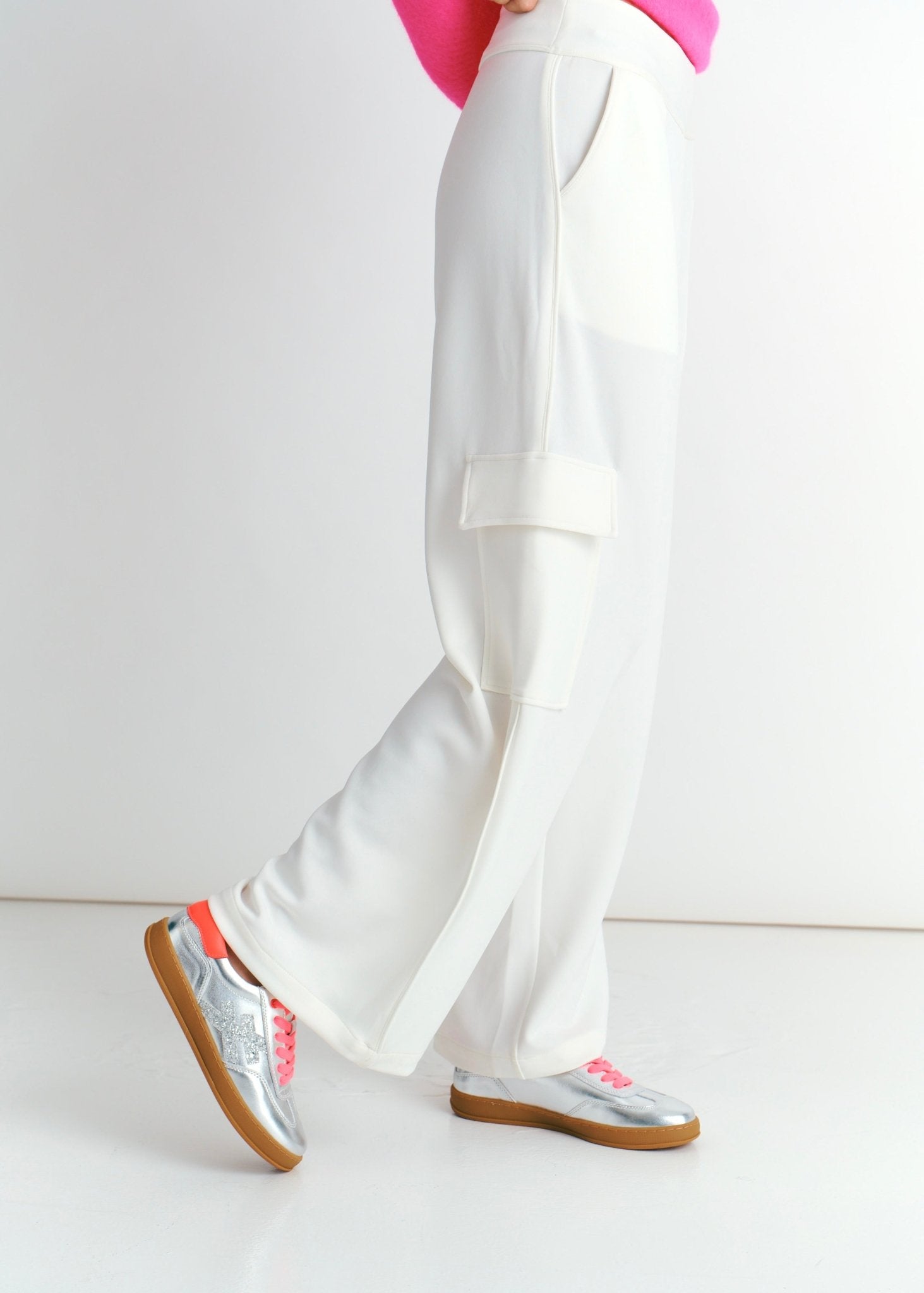 View our The Luxe Wide - Leg Cargo Pants In White - by Tribute Store