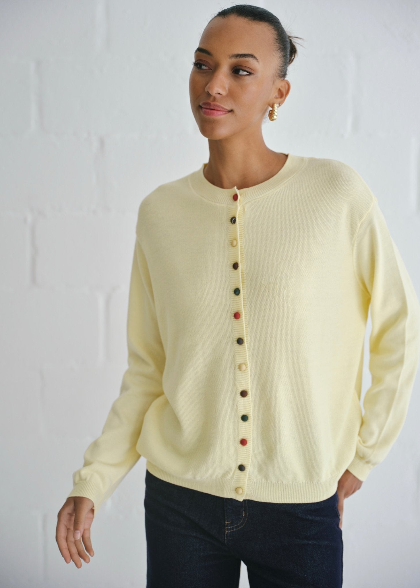 View our The Multi - Button Cardigan In Yellow - by Tribute Store