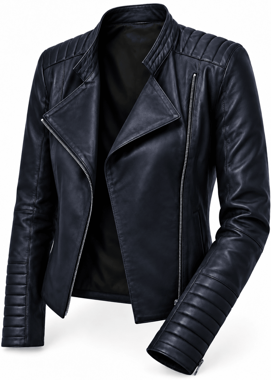 View our The Sidekick Genuine Lambskin Leather Biker Jacket in Deep Ink - by Tribute Store