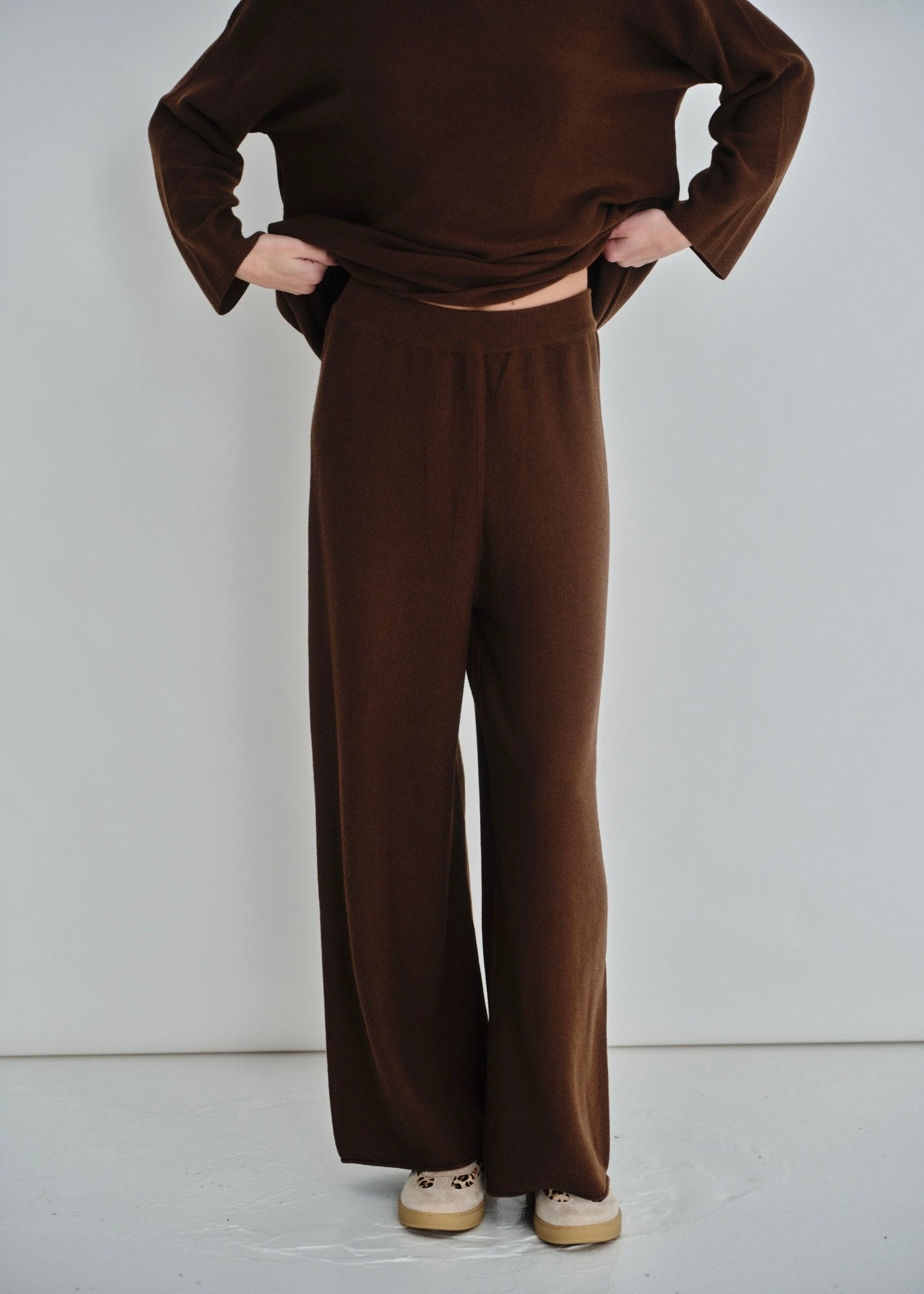 View our Tustin Luxe Knit Pants In Chocolate - by Tribute Store