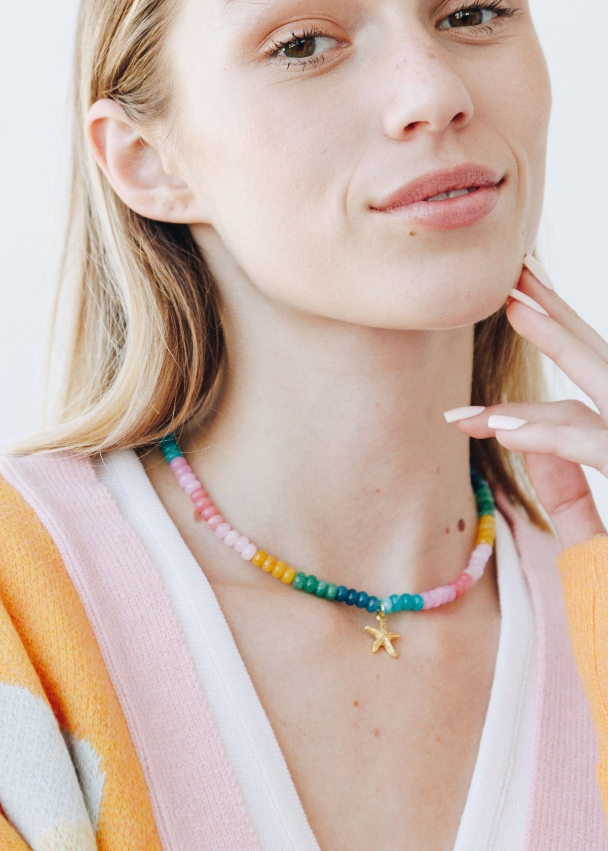 View our Tutti Fruity Rainbow Stone Fish Necklace - by Tribute Store