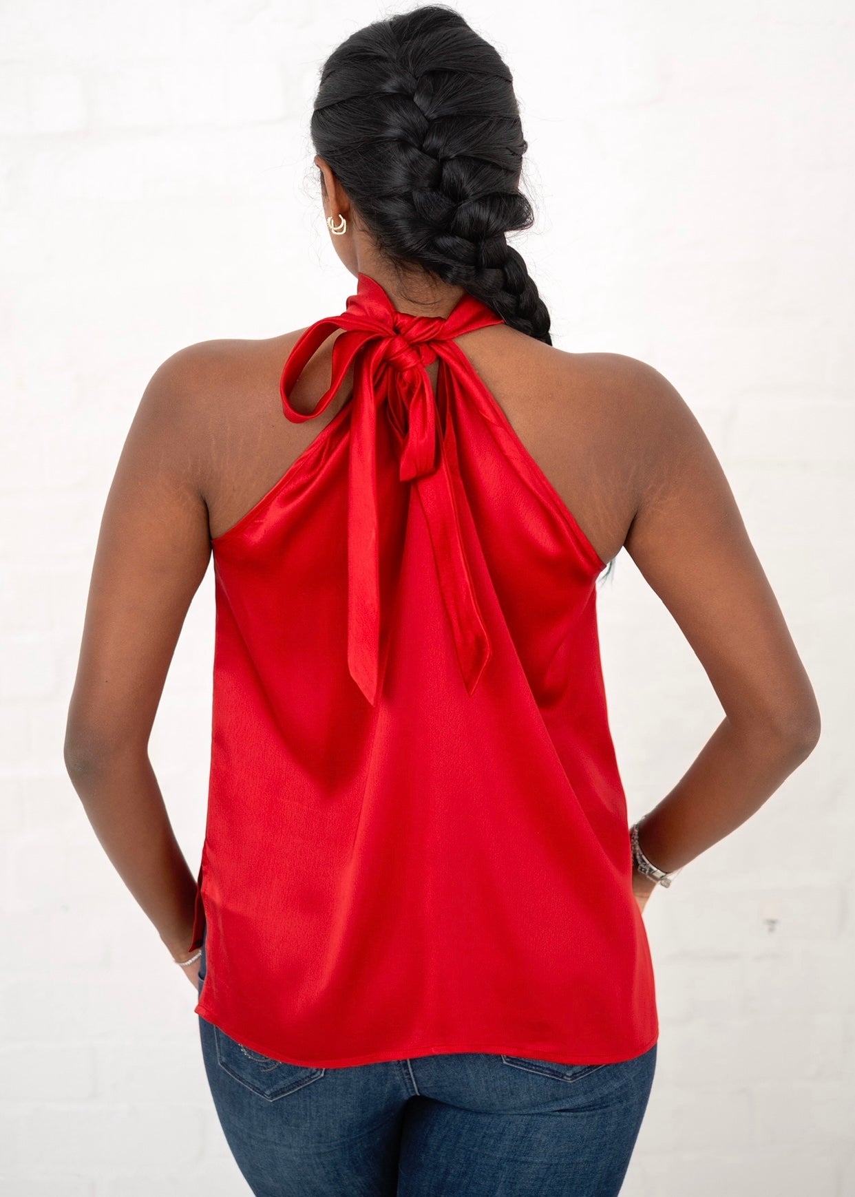 View our Victoria Halterneck Top in Red - by Tribute Store