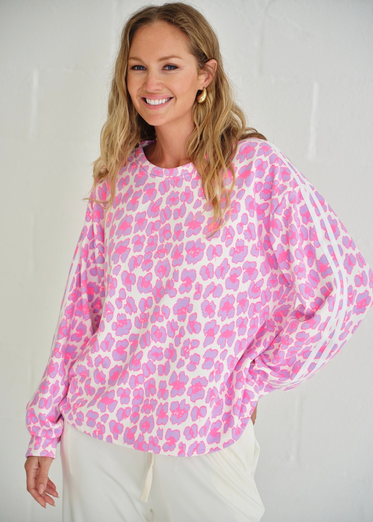 View our Zephyr Italian Cotton Leopard Jumper In Lilac, Pink And White - by Tribute Store