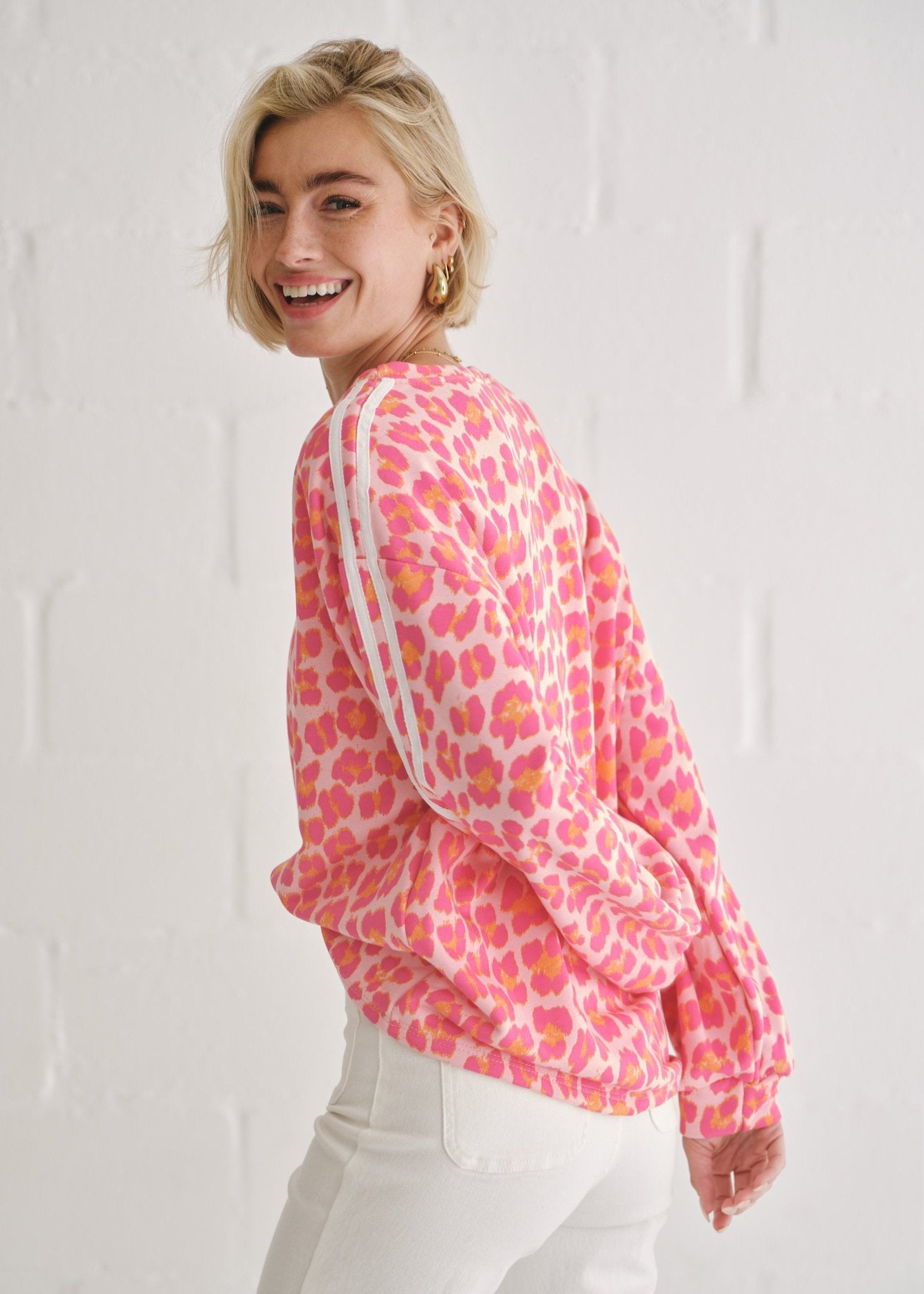 View our Zephyr Italian Cotton Leopard Jumper In Pink - by Tribute Store