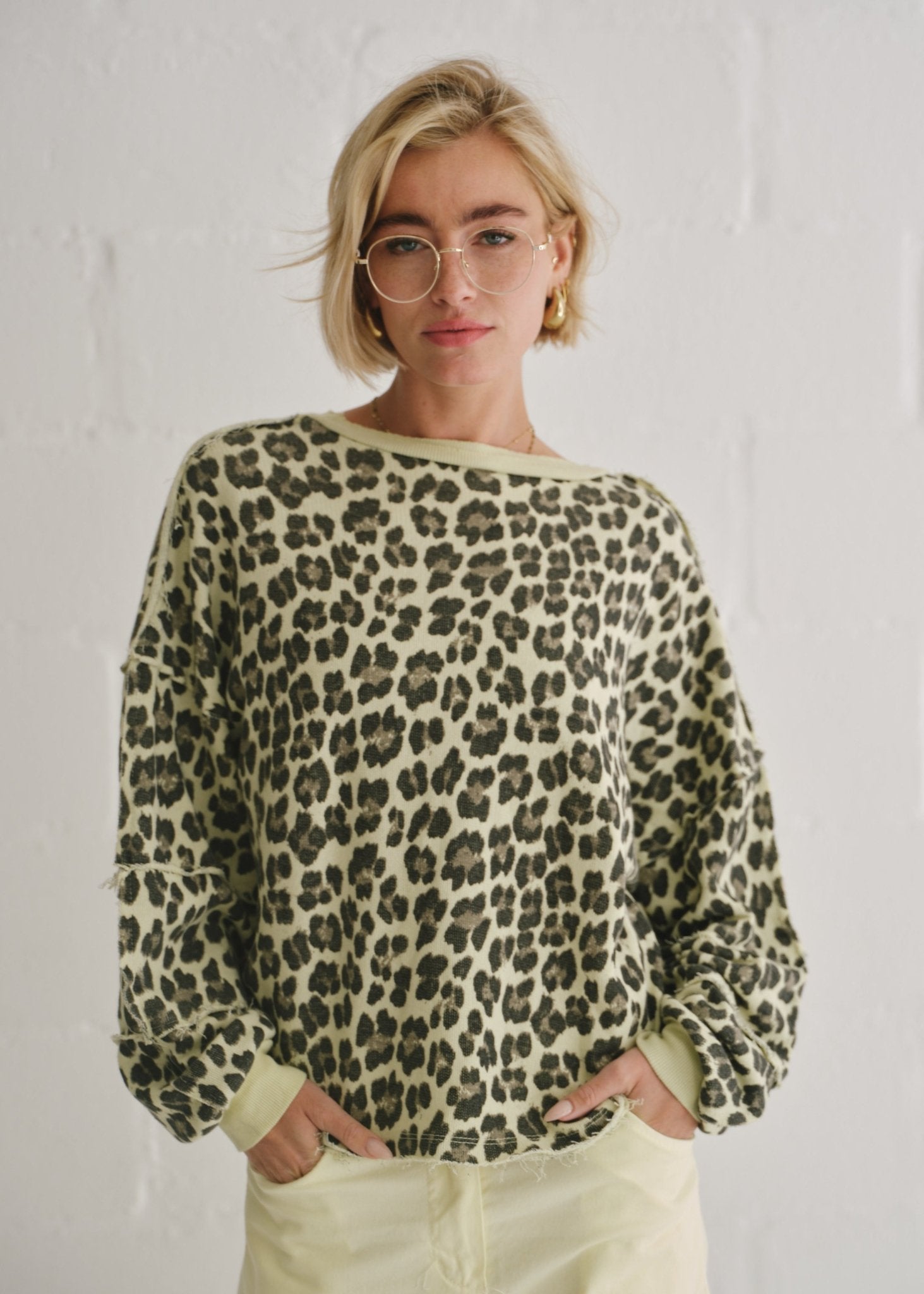 View our Zephyr Italian Leopard Cotton Jumper In Chartreuse - by Tribute Store