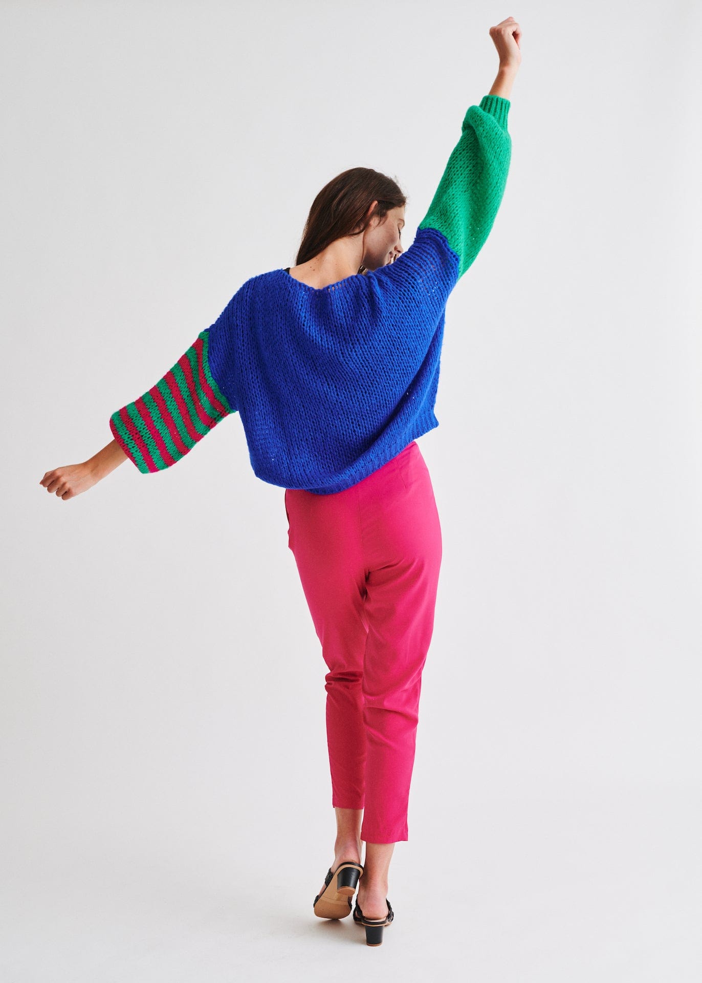 View our High Waisted Cigarette Pants In Fuchsia - by Tribute Store